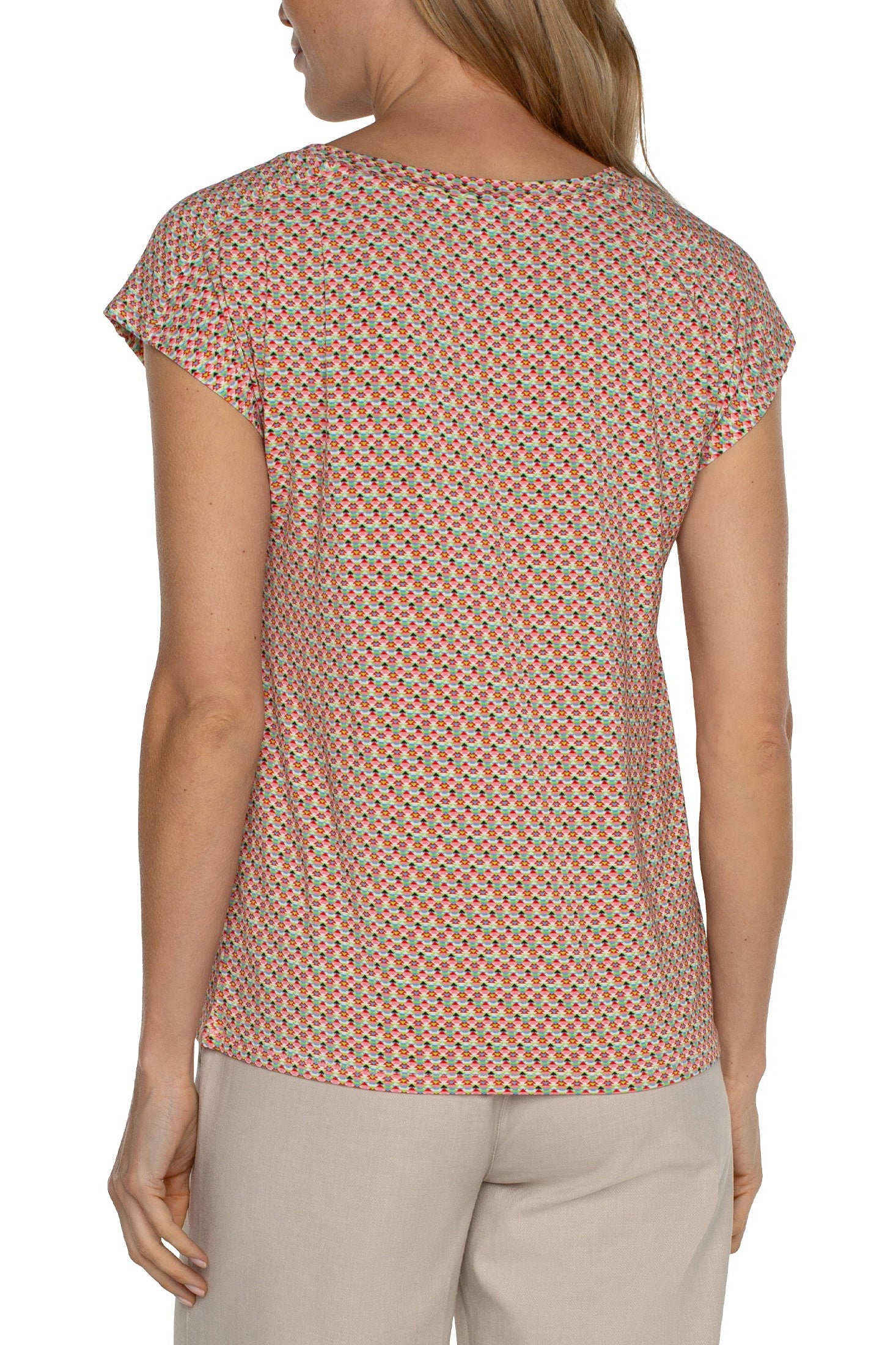 Liverpool Geometric Print Boat Neck Dolman Knit Top With Shoulder Pleats-Tops-Liverpool-Deja Nu Boutique, Women's Fashion Boutique in Lampasas, Texas