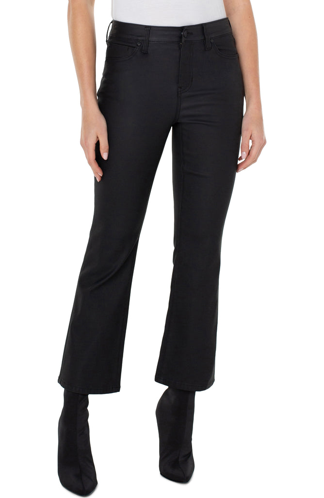 Liverpool Hannah Coated Crop Flare Jeans In Black-Pants-Liverpool-Deja Nu Boutique, Women's Fashion Boutique in Lampasas, Texas