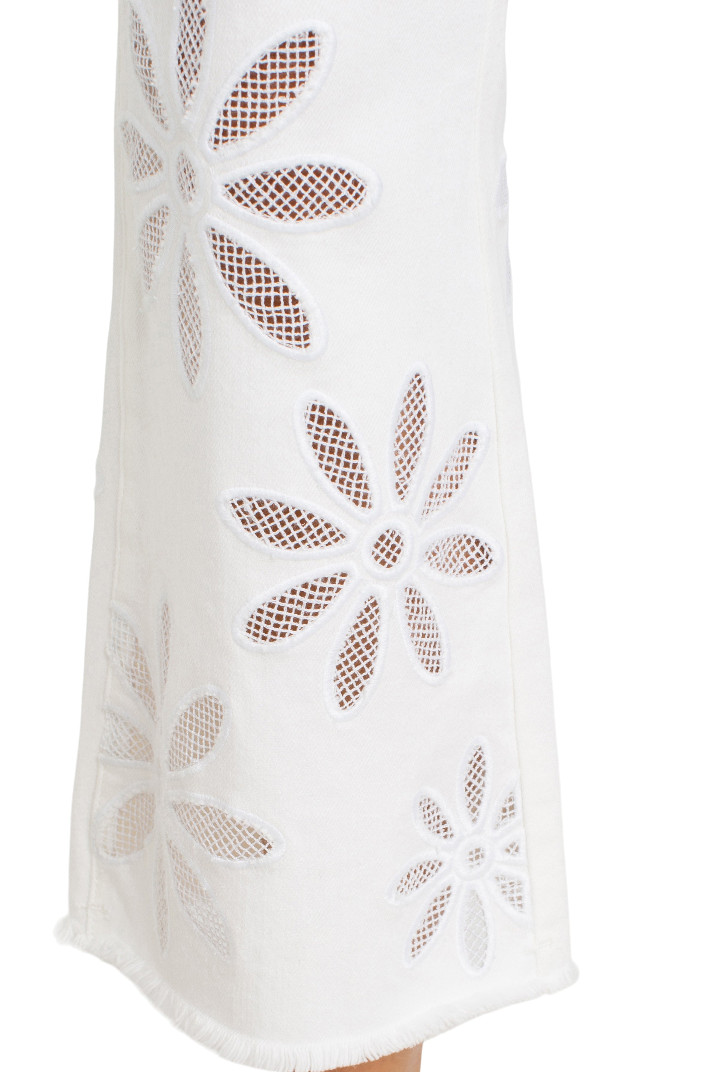 Liverpool Hannah White Daisy Crop Flare Jeans with Fray Hem-Jeans-Liverpool-Deja Nu Boutique, Women's Fashion Boutique in Lampasas, Texas