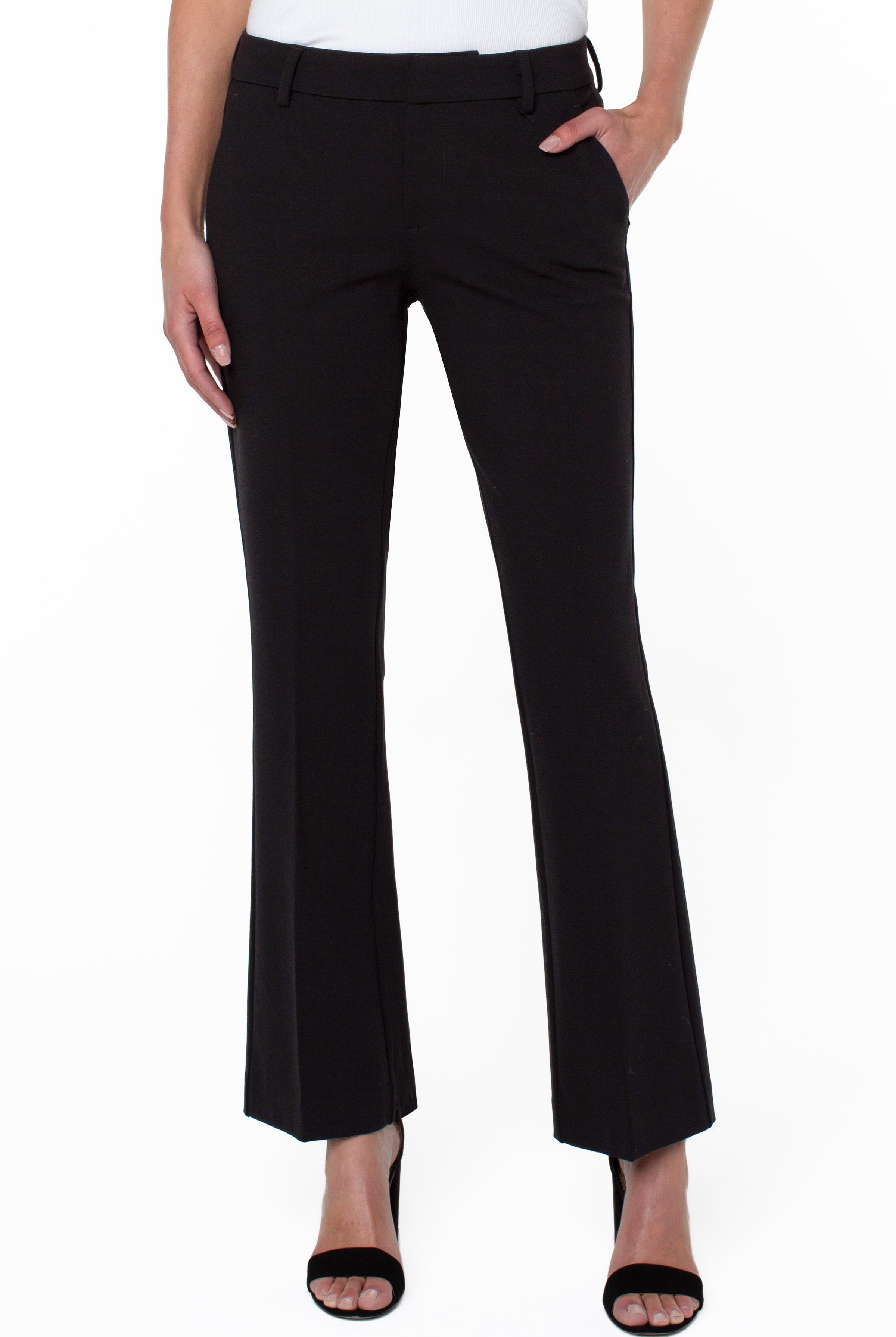 Liverpool Kelsey Flare Ponte Pants In Black-Pants-Liverpool-Deja Nu Boutique, Women's Fashion Boutique in Lampasas, Texas
