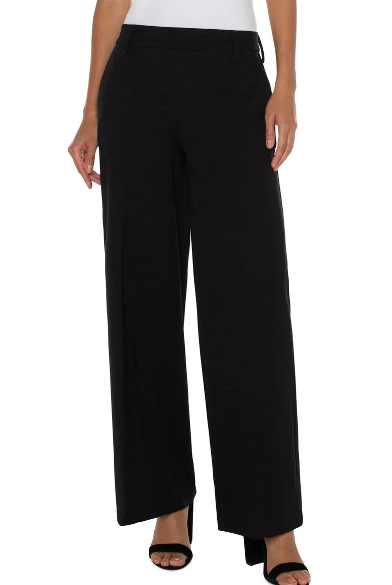 Liverpool Kelsey Wide Leg Knit Trousers In Black-trousers-Liverpool-Deja Nu Boutique, Women's Fashion Boutique in Lampasas, Texas