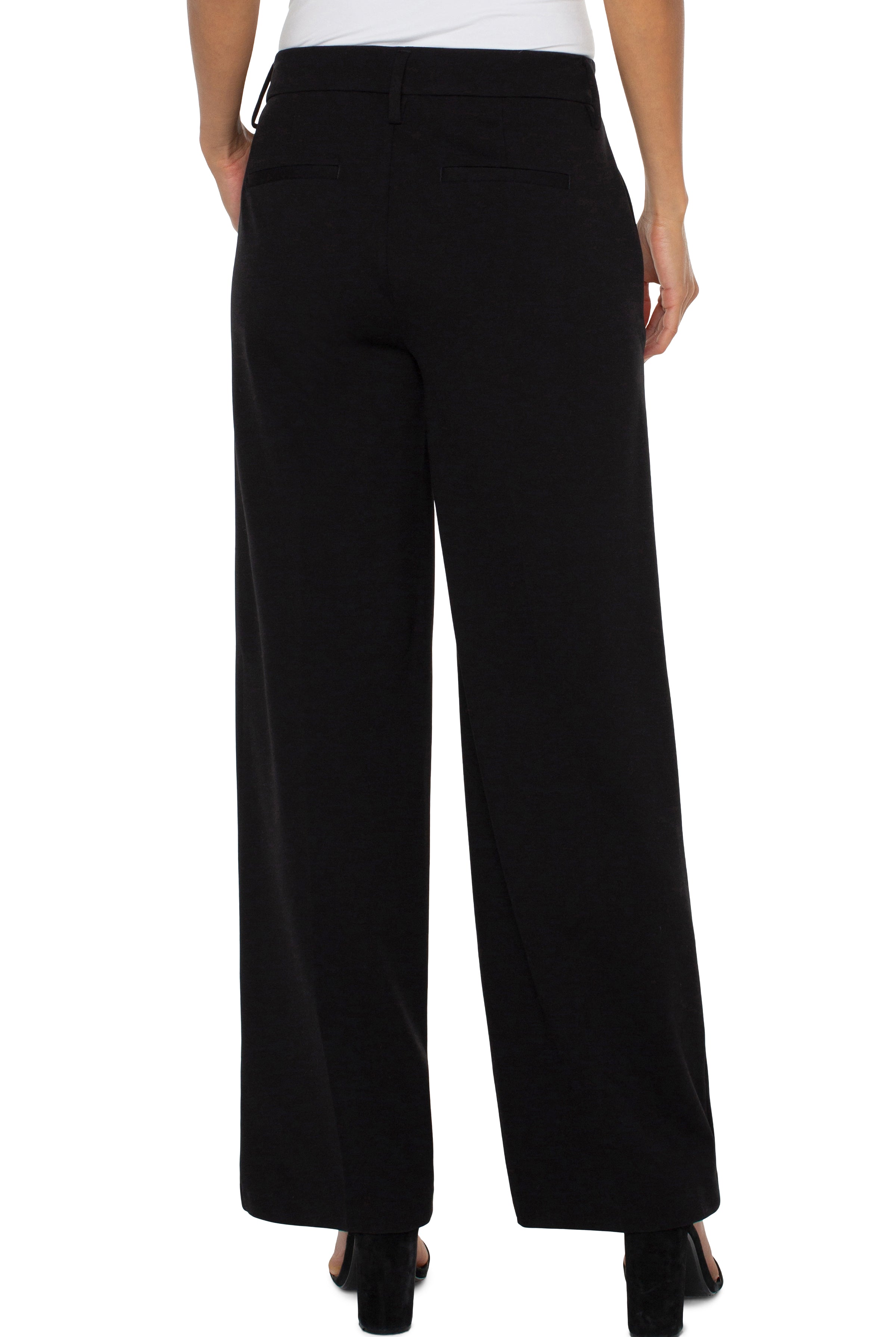 Liverpool Kelsey Wide Leg Knit Trousers In Black-trousers-Liverpool-Deja Nu Boutique, Women's Fashion Boutique in Lampasas, Texas
