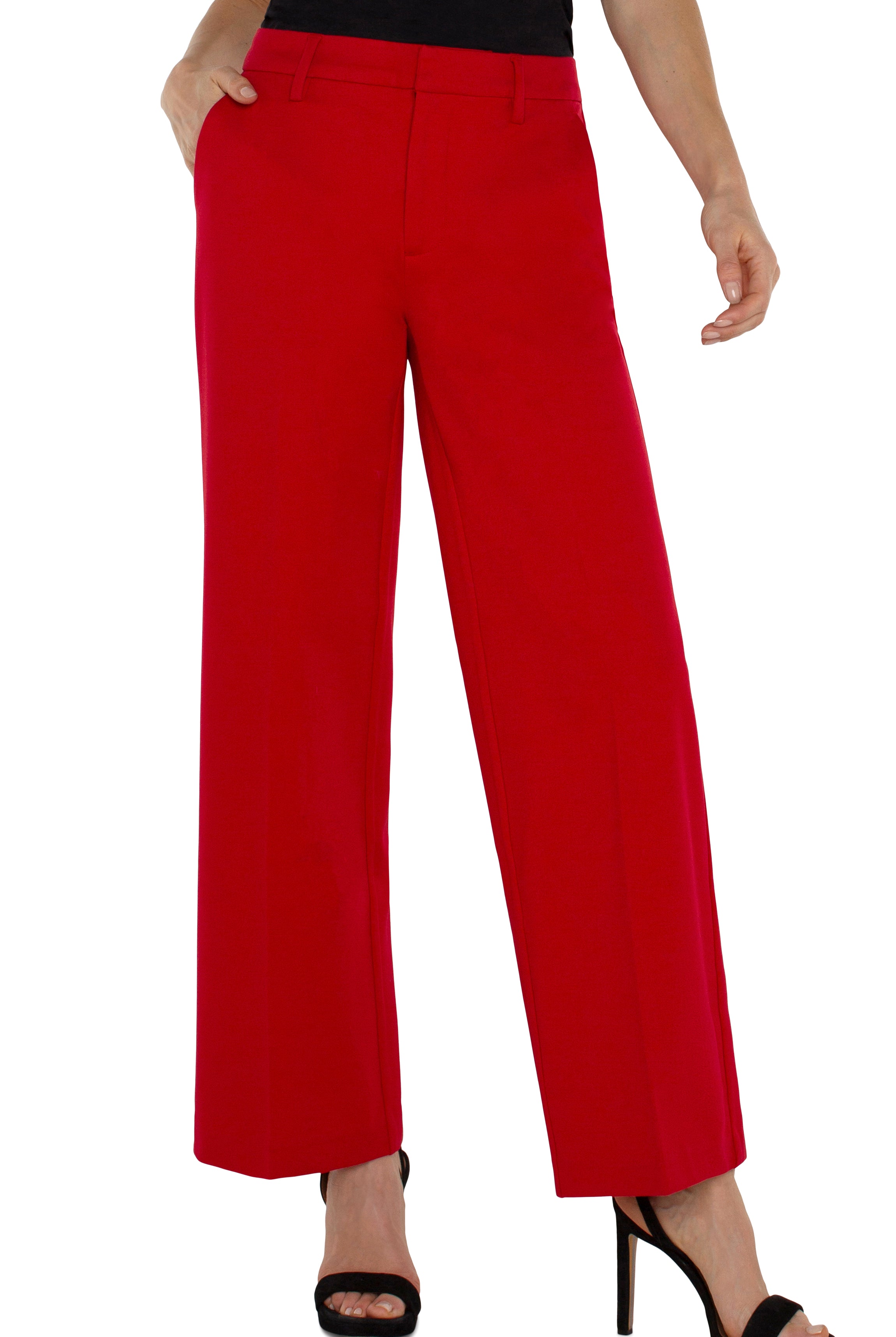 Liverpool Kelsey Wide Leg Trouser In Tango Red-trousers-Liverpool-Deja Nu Boutique, Women's Fashion Boutique in Lampasas, Texas