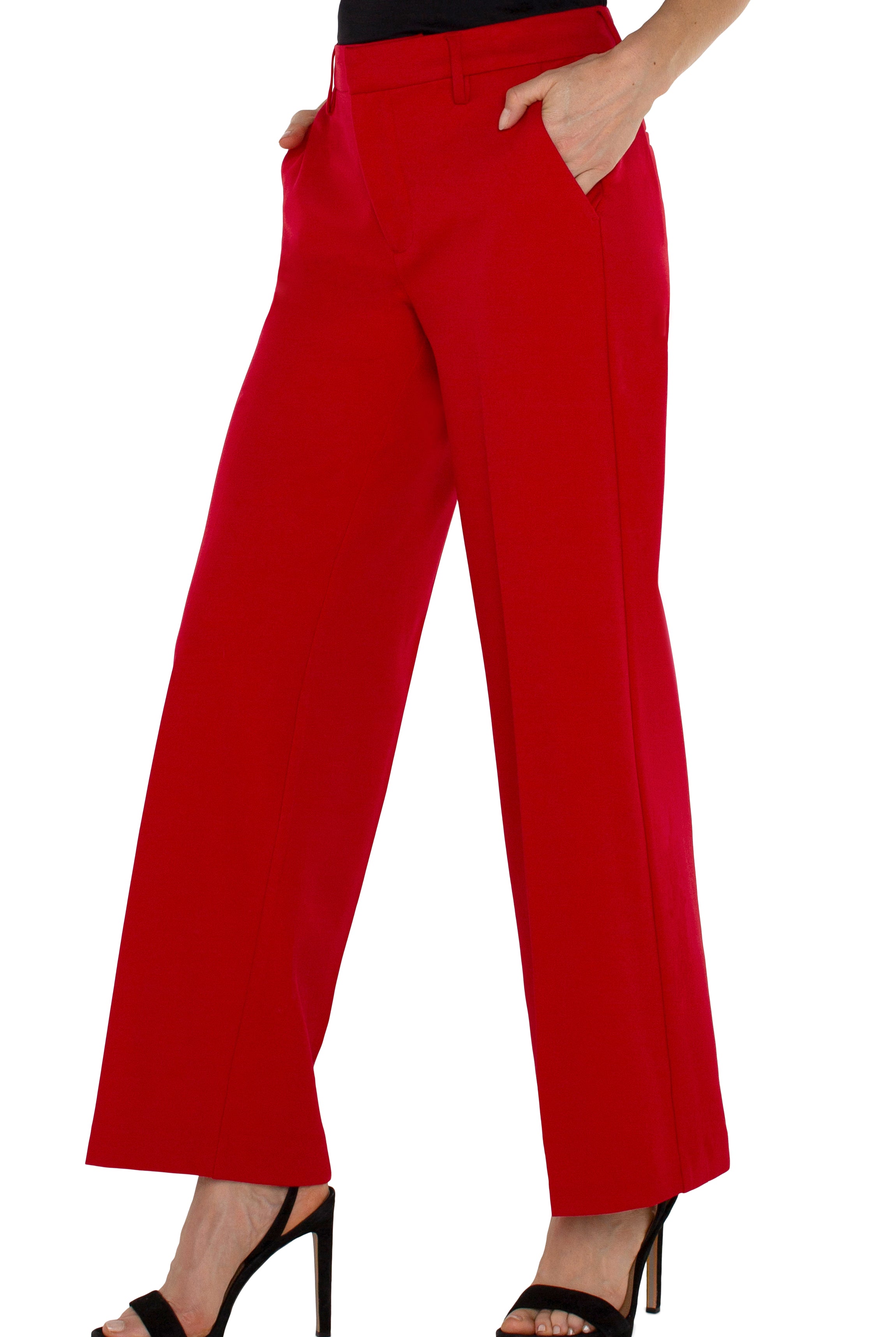 Liverpool Kelsey Wide Leg Trouser In Tango Red-trousers-Liverpool-Deja Nu Boutique, Women's Fashion Boutique in Lampasas, Texas