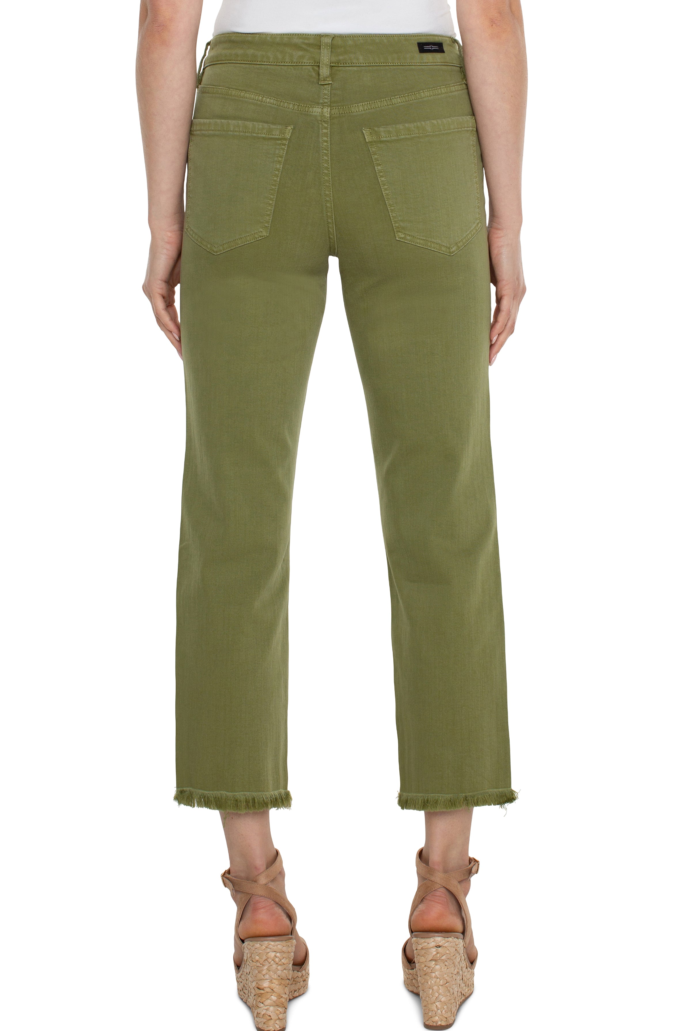 Liverpool Kennedy Crop Straight Pant With Fray Hem 27in Ins In Eucalyptus-Jeans-Liverpool-Deja Nu Boutique, Women's Fashion Boutique in Lampasas, Texas