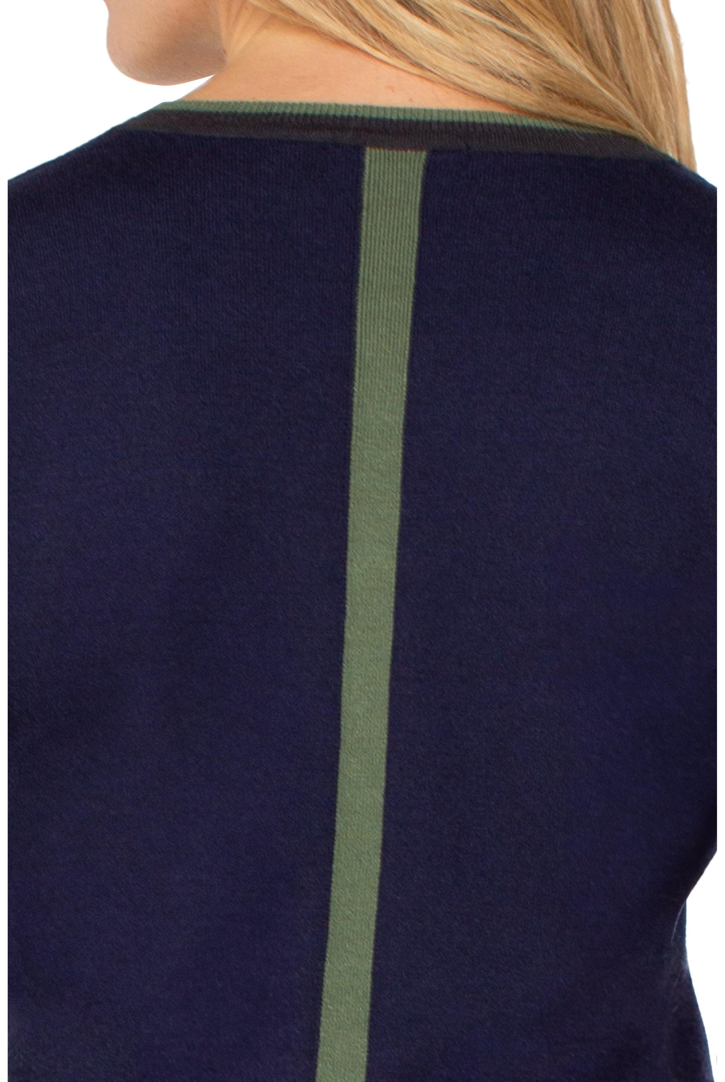 Liverpool Los Angeles Colorblock V-Neck Sweater in Navy & Green-Sweaters-Liverpool-Deja Nu Boutique, Women's Fashion Boutique in Lampasas, Texas