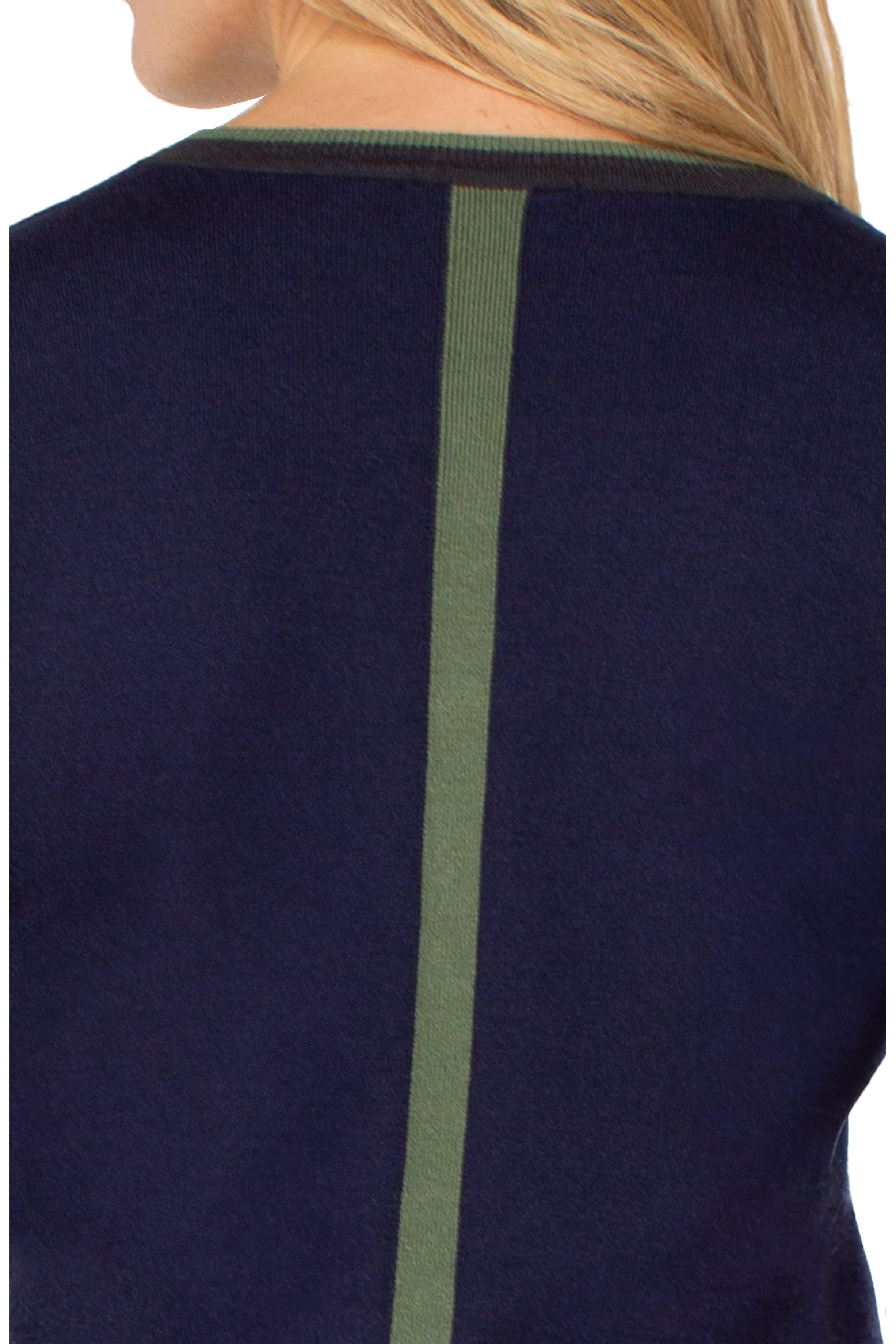 Liverpool Los Angeles Colorblock V-Neck Sweater in Navy & Green-Sweaters-Liverpool-Deja Nu Boutique, Women's Fashion Boutique in Lampasas, Texas