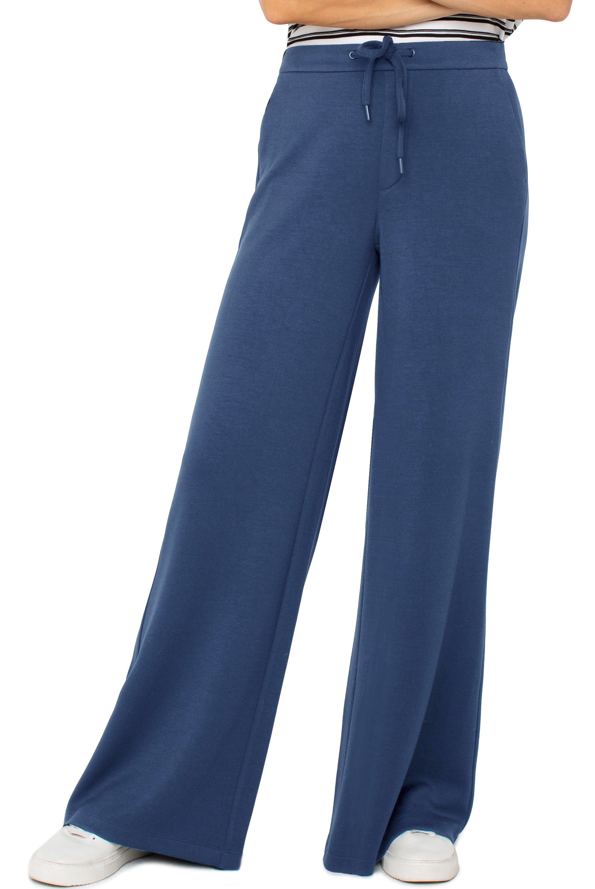 Liverpool Los Angeles Pull-On Wide Leg Pants - Prussian Blue-Bottoms-Liverpool-Deja Nu Boutique, Women's Fashion Boutique in Lampasas, Texas