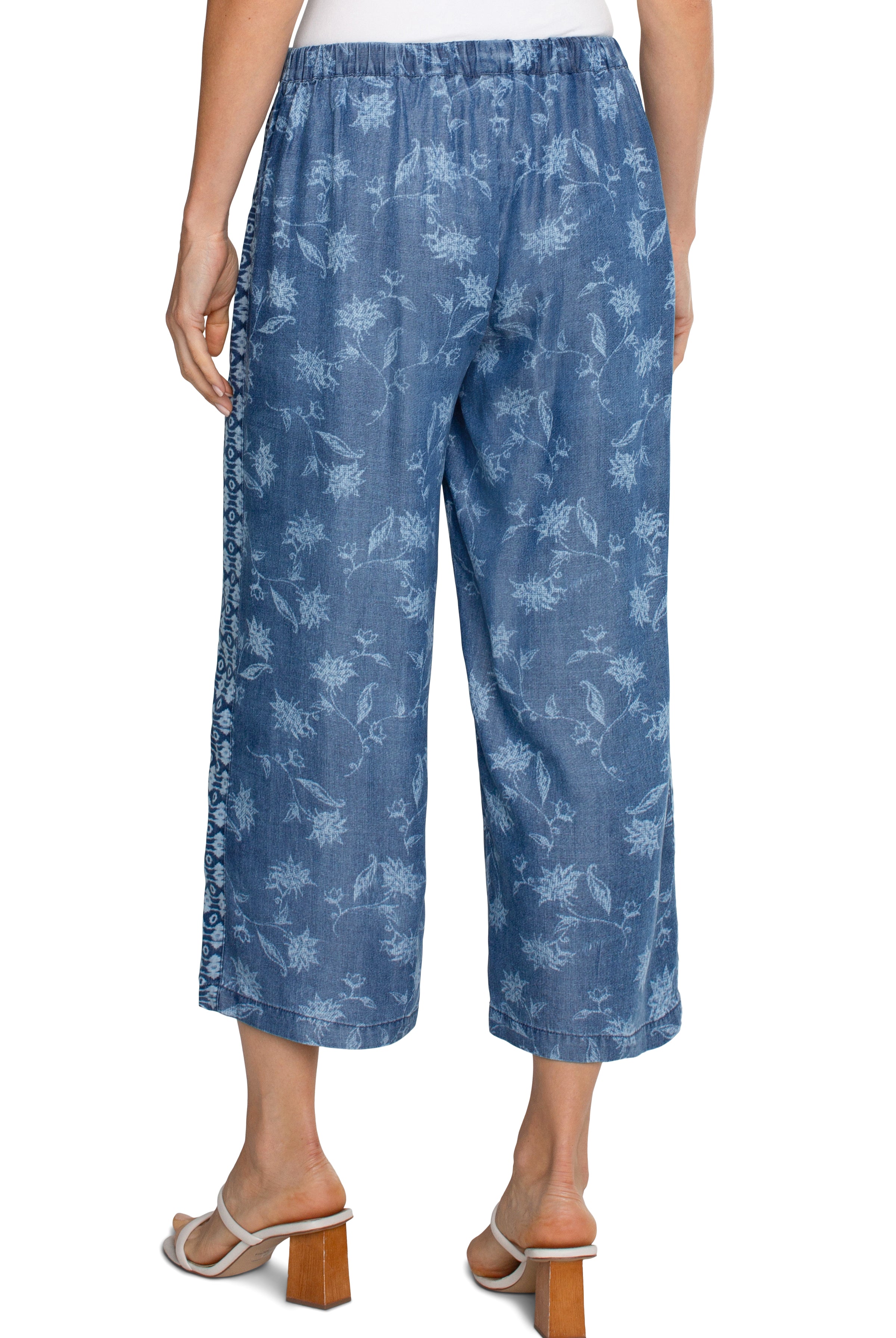 Liverpool Los Angeles Pull On Wide Leg Crop Trouser In Indigo Floral-Bottoms-Liverpool-Deja Nu Boutique, Women's Fashion Boutique in Lampasas, Texas