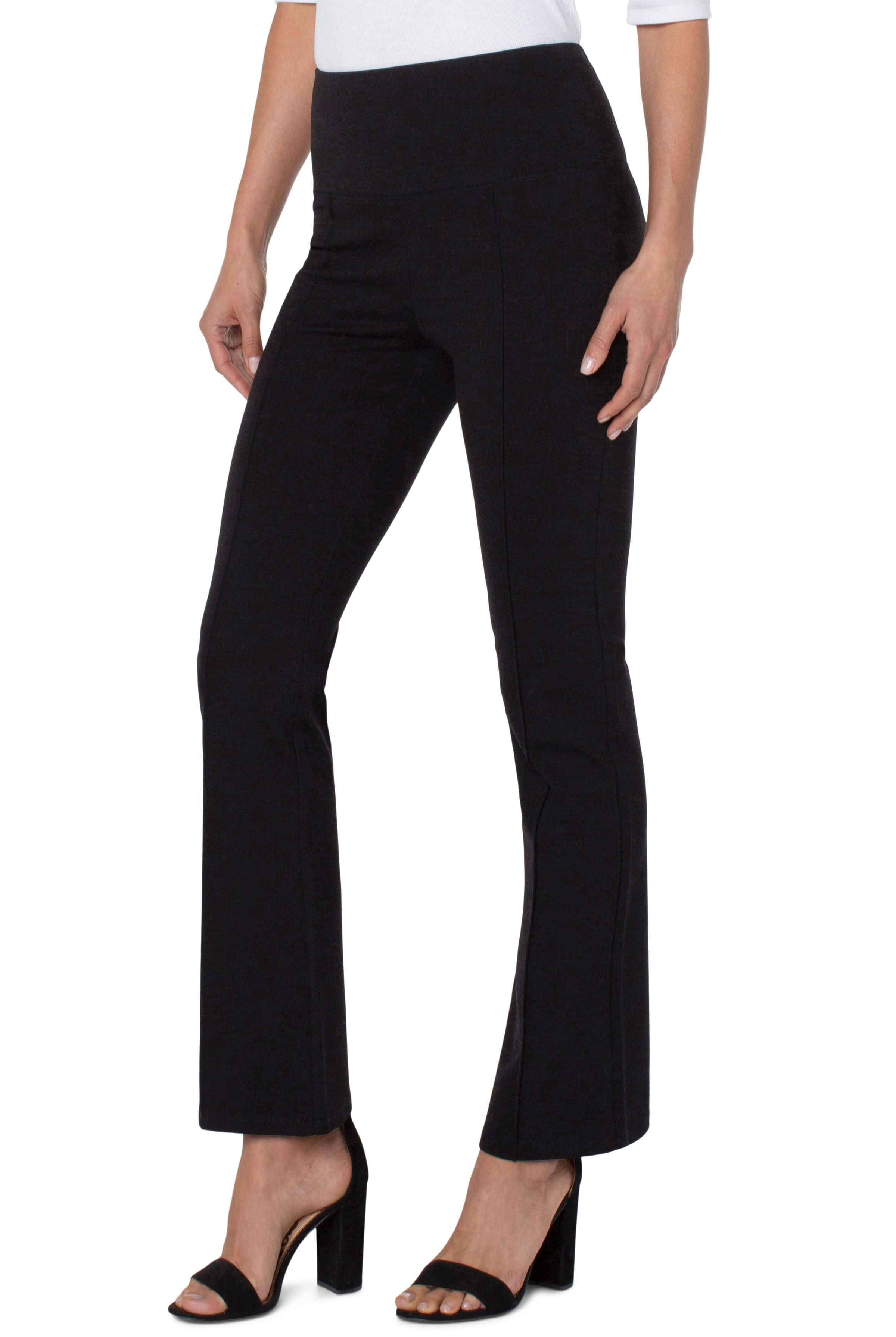 Liverpool Pearl Full Length Flare With Pintucks 31in In Black-Pants-Liverpool-Deja Nu Boutique, Women's Fashion Boutique in Lampasas, Texas