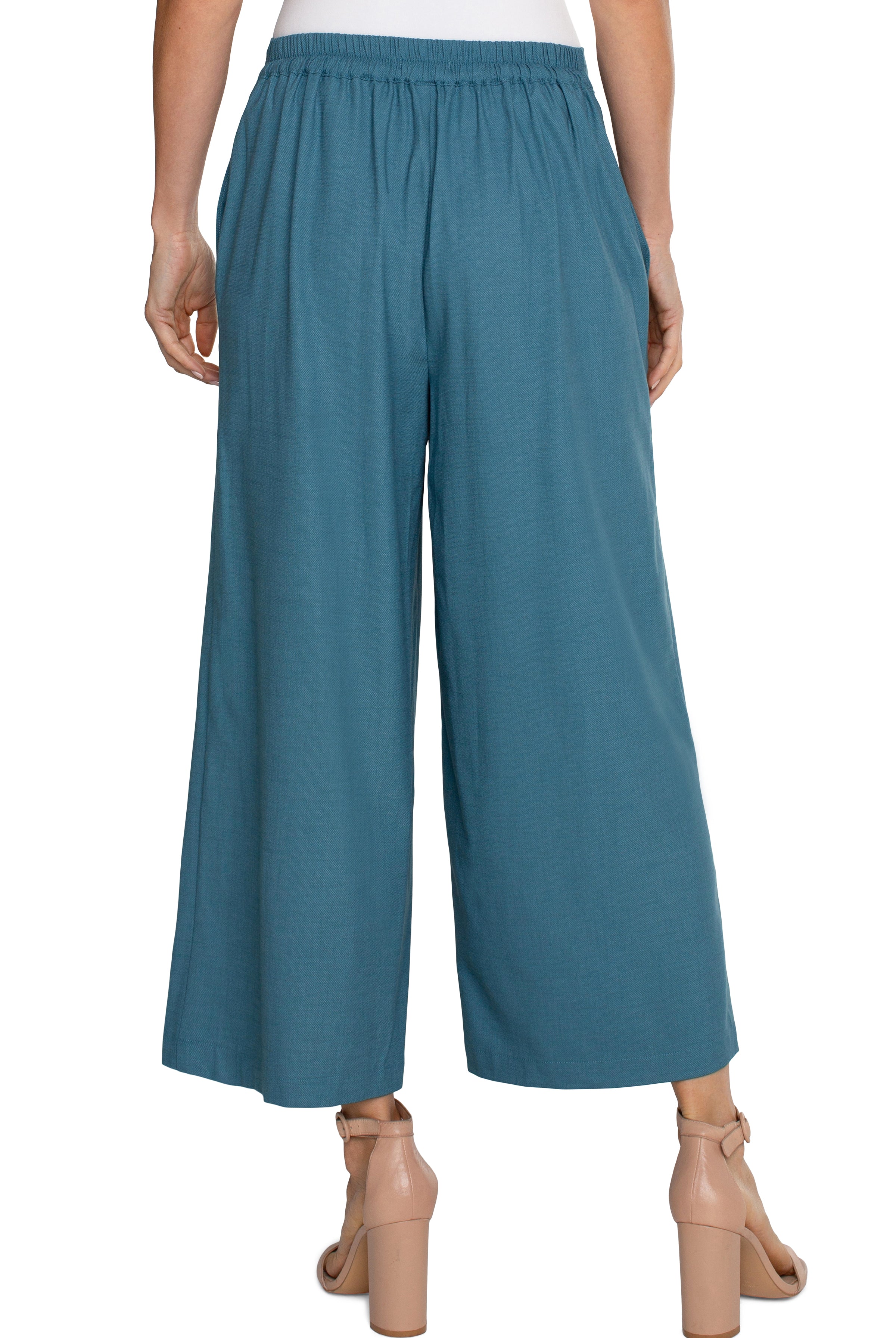 Liverpool Sailor Crop Wide Leg 25in Inseam In Ocean Blue-Bottoms-Liverpool-Deja Nu Boutique, Women's Fashion Boutique in Lampasas, Texas