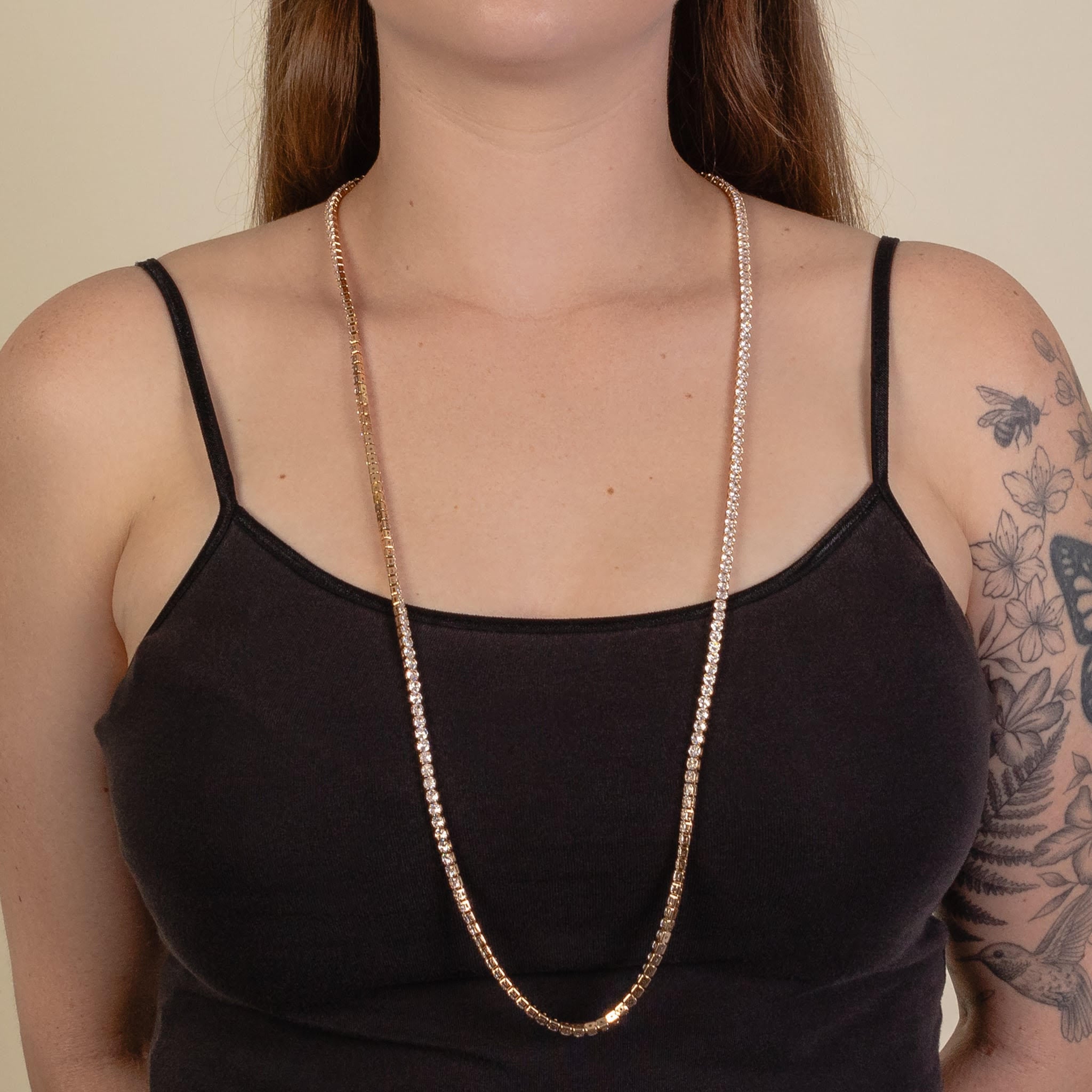 Long Crystal Strand Necklace In Silver & Gold-Necklaces-Deja Nu Tx-Deja Nu Boutique, Women's Fashion Boutique in Lampasas, Texas