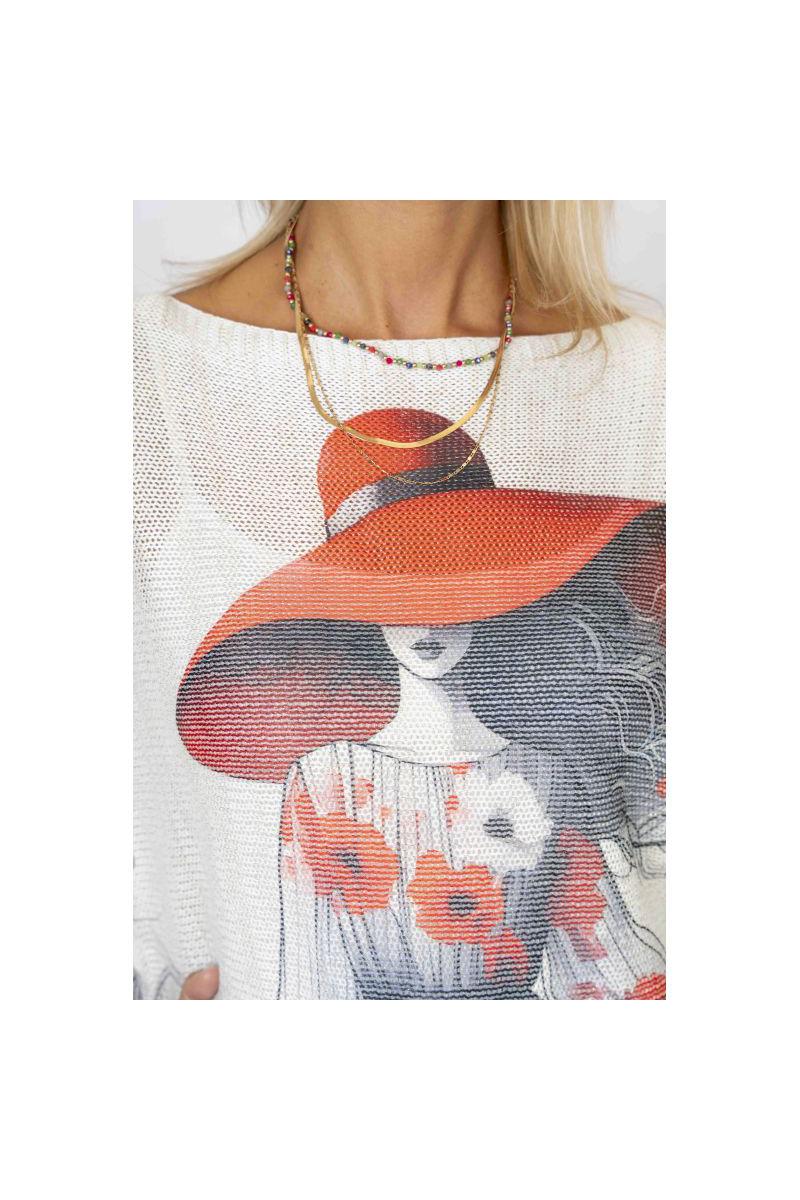 Look Mode Chic Lady Printed Batwing Sweater – Made in Italy-Sweaters-Look Mode-Deja Nu Boutique, Women's Fashion Boutique in Lampasas, Texas