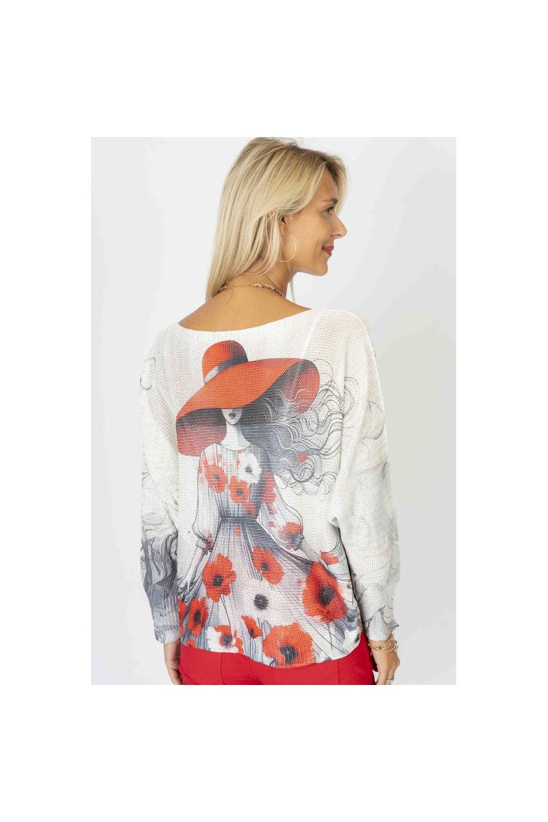 Look Mode Chic Lady Printed Batwing Sweater – Made in Italy-Sweaters-Look Mode-Deja Nu Boutique, Women's Fashion Boutique in Lampasas, Texas