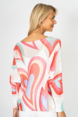 Look Mode Heart Print Open Weave Batwing Sweater – Made In Italy-Sweaters-Look Mode-Deja Nu Boutique, Women's Fashion Boutique in Lampasas, Texas