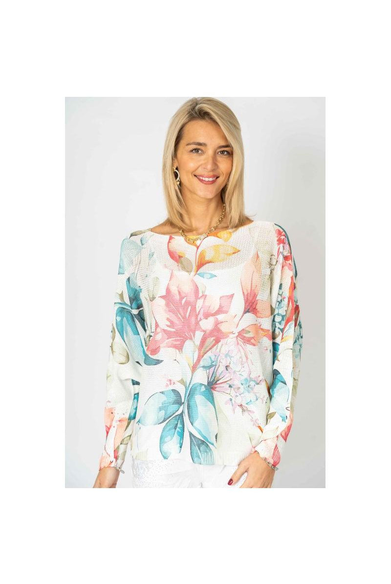Look Mode Italian-Made Floral Batwing Sweater – One Size Wonder!-Sweaters-Look Mode-Deja Nu Boutique, Women's Fashion Boutique in Lampasas, Texas
