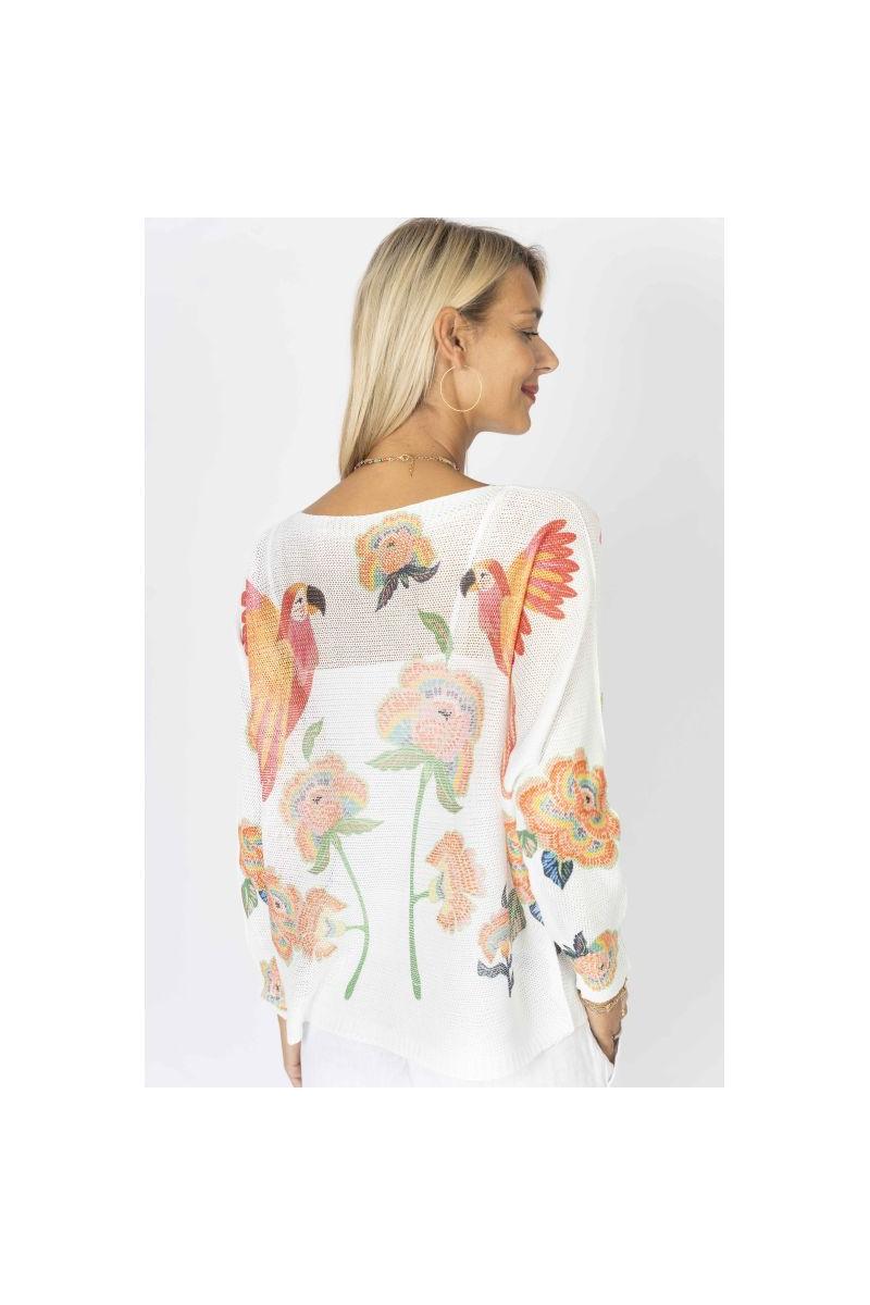 🦜 Look Mode Parrot Print Batwing Sweater – Made in Italy-Sweaters-Look Mode-Deja Nu Boutique, Women's Fashion Boutique in Lampasas, Texas