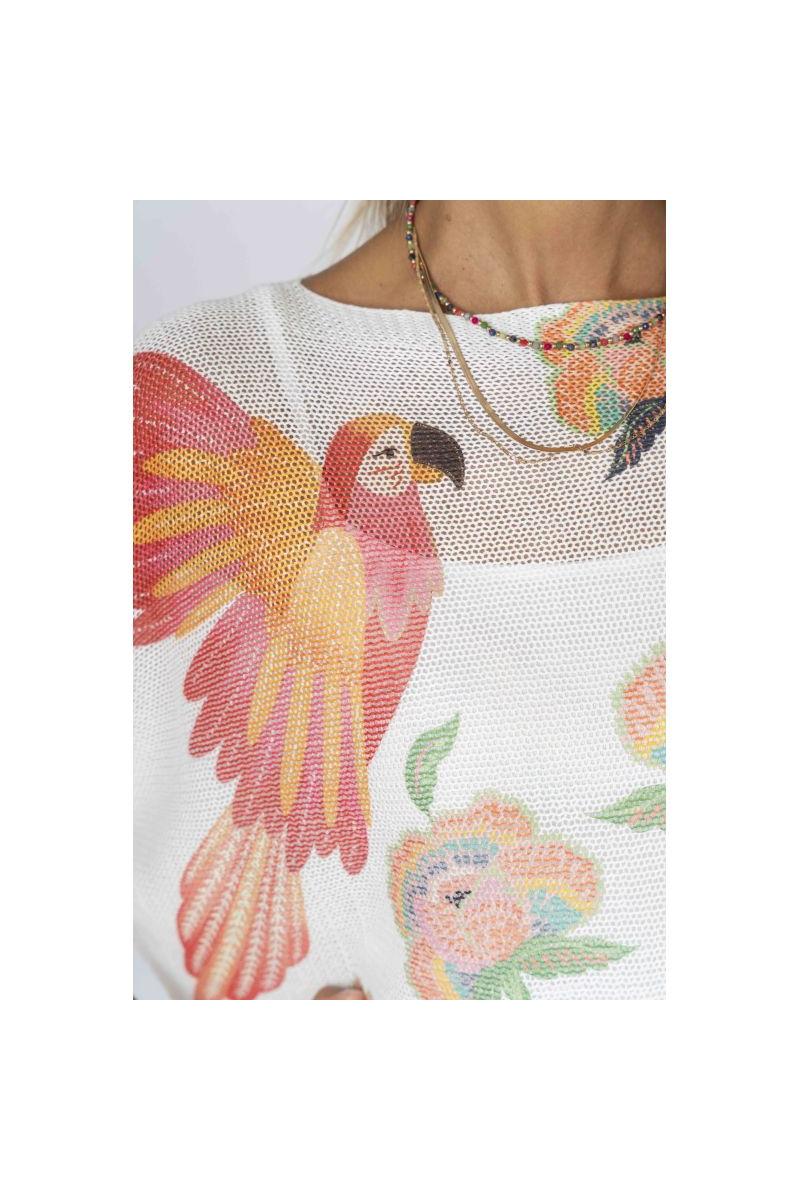 🦜 Look Mode Parrot Print Batwing Sweater – Made in Italy-Sweaters-Look Mode-Deja Nu Boutique, Women's Fashion Boutique in Lampasas, Texas