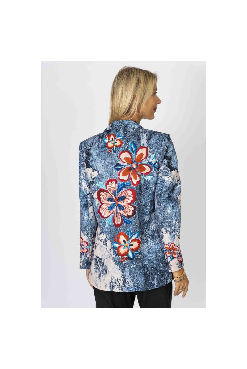 Look Mode Denim Flower Jacket-Blazers-Look Mode-Deja Nu Boutique, Women's Fashion Boutique in Lampasas, Texas