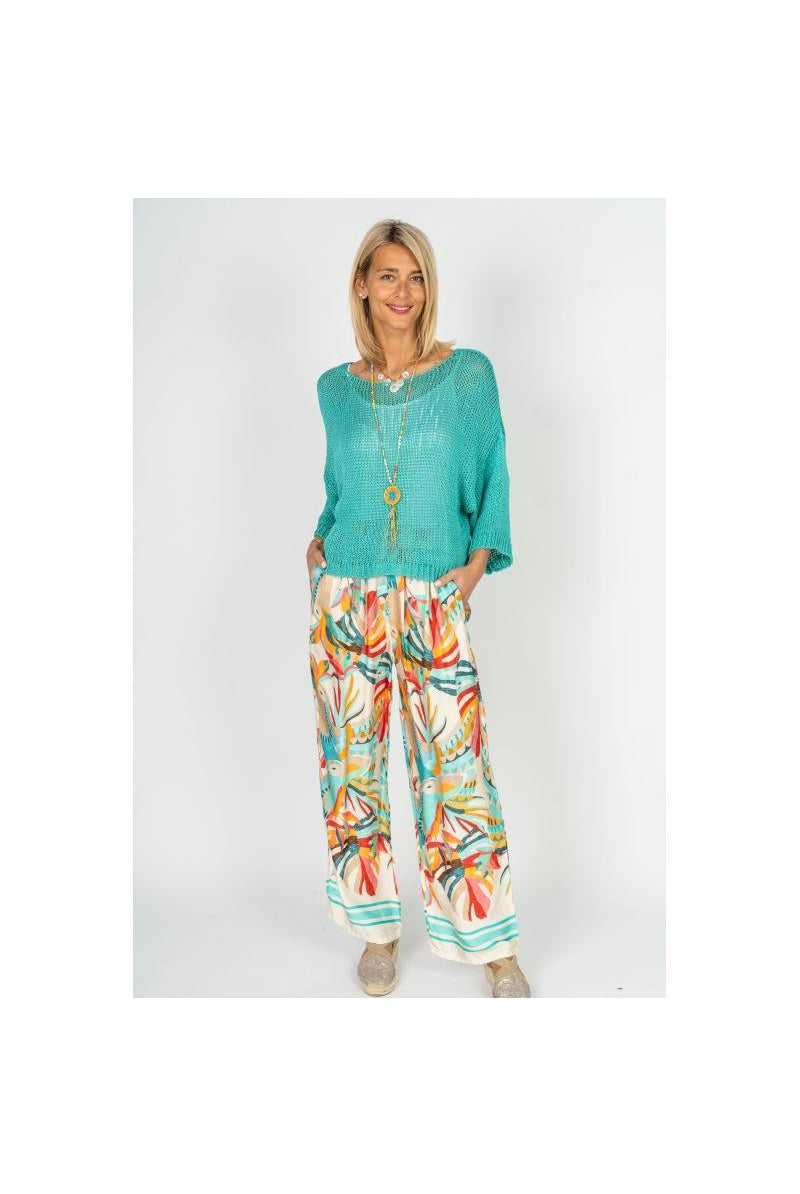 Look Mode Open Knit Sweater – Seafoam & Red Cherry-Sweaters-Look Mode-Deja Nu Boutique, Women's Fashion Boutique in Lampasas, Texas