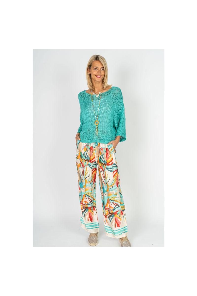 Look Mode Open Knit Sweater – Seafoam & Red Cherry-Sweaters-Look Mode-Deja Nu Boutique, Women's Fashion Boutique in Lampasas, Texas