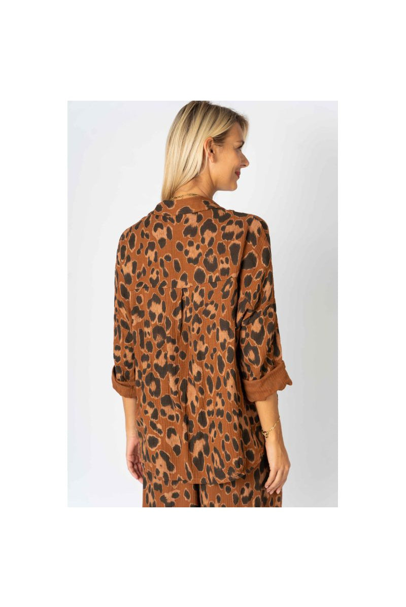 Look Mode Rust Cheetah Print High Low Pullover Top-Tops-Look Mode-Deja Nu Boutique, Women's Fashion Boutique in Lampasas, Texas