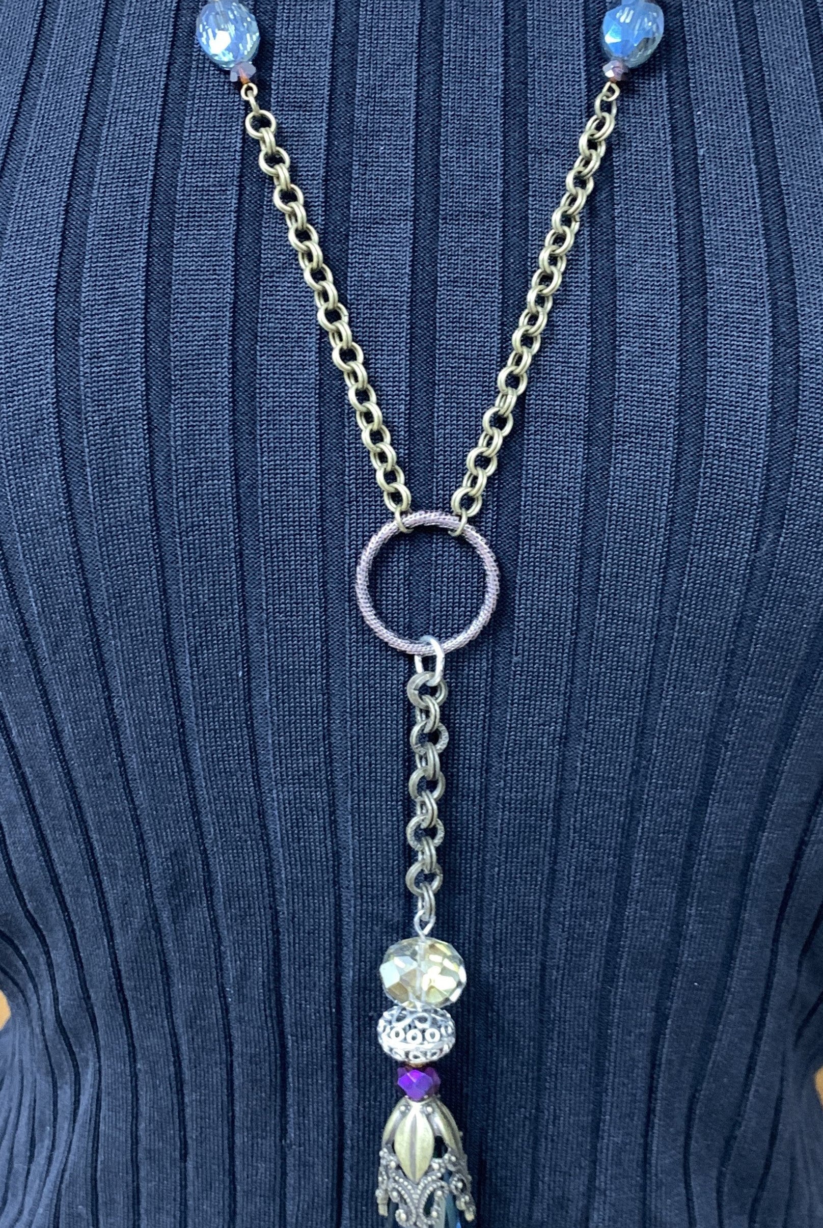 Lost And Found Aurora Collection Bronze Chain With Circle Drop Pendant-Necklaces-Lost And Found-Deja Nu Boutique, Women's Fashion Boutique in Lampasas, Texas