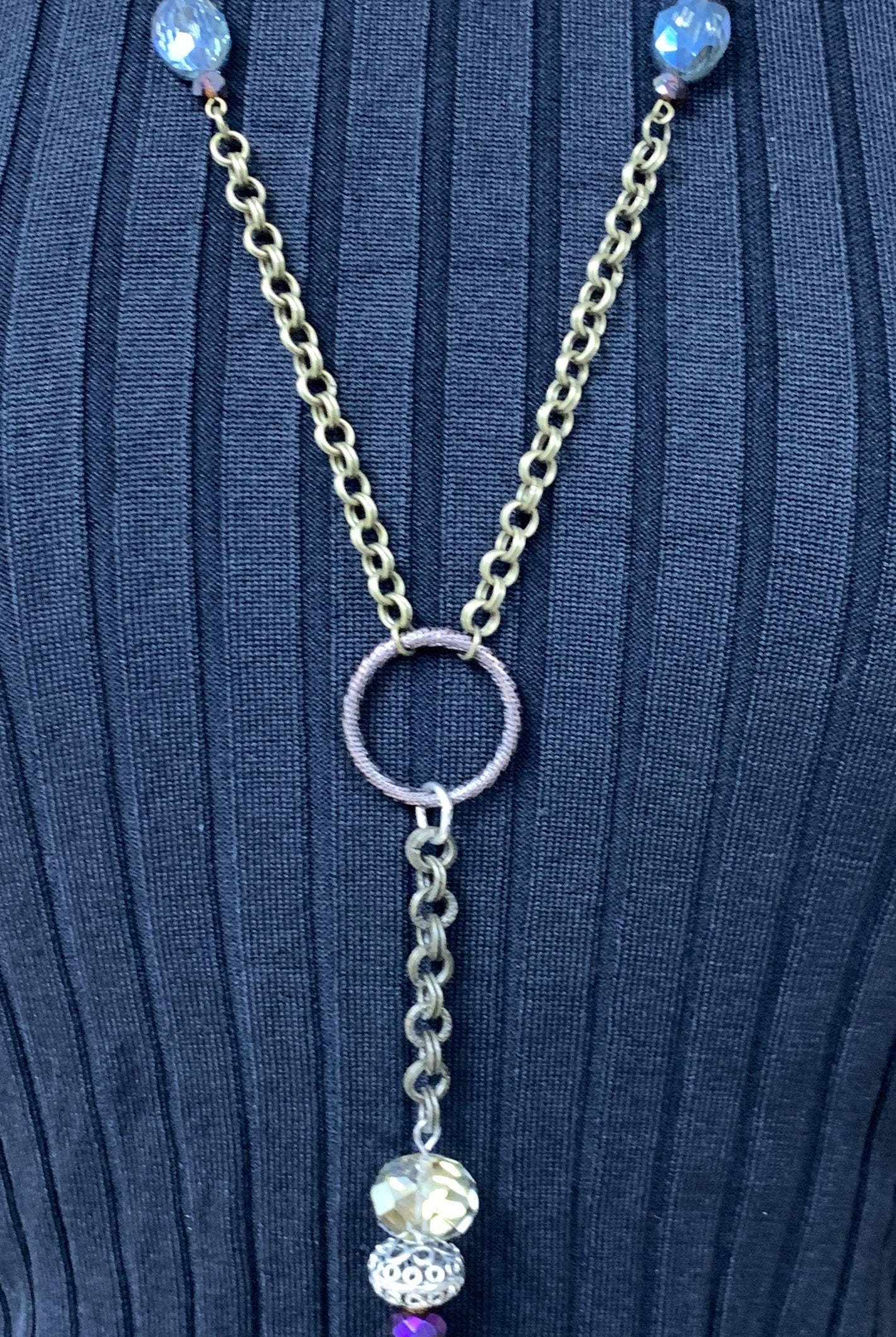 Lost And Found Aurora Collection Bronze Chain With Circle Drop Pendant-Necklaces-Lost And Found-Deja Nu Boutique, Women's Fashion Boutique in Lampasas, Texas