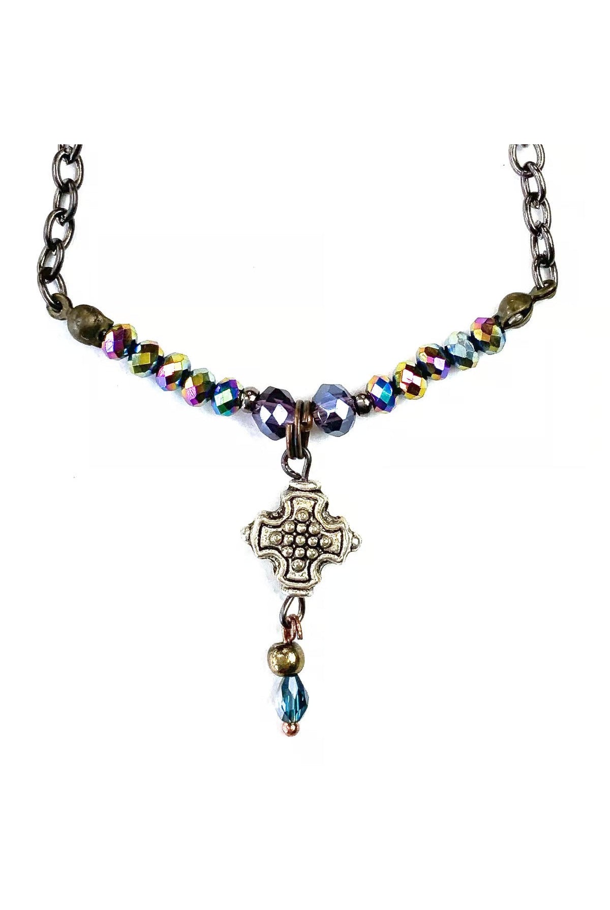 Lost And Found Aurora Collection Short Simple Chain With Beaded Arch And Cross-Necklaces-Lost And Found-Deja Nu Boutique, Women's Fashion Boutique in Lampasas, Texas