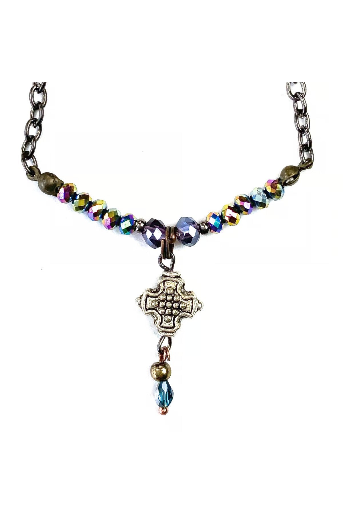 Lost And Found Aurora Collection Short Simple Chain With Beaded Arch And Cross-Necklaces-Lost And Found-Deja Nu Boutique, Women's Fashion Boutique in Lampasas, Texas