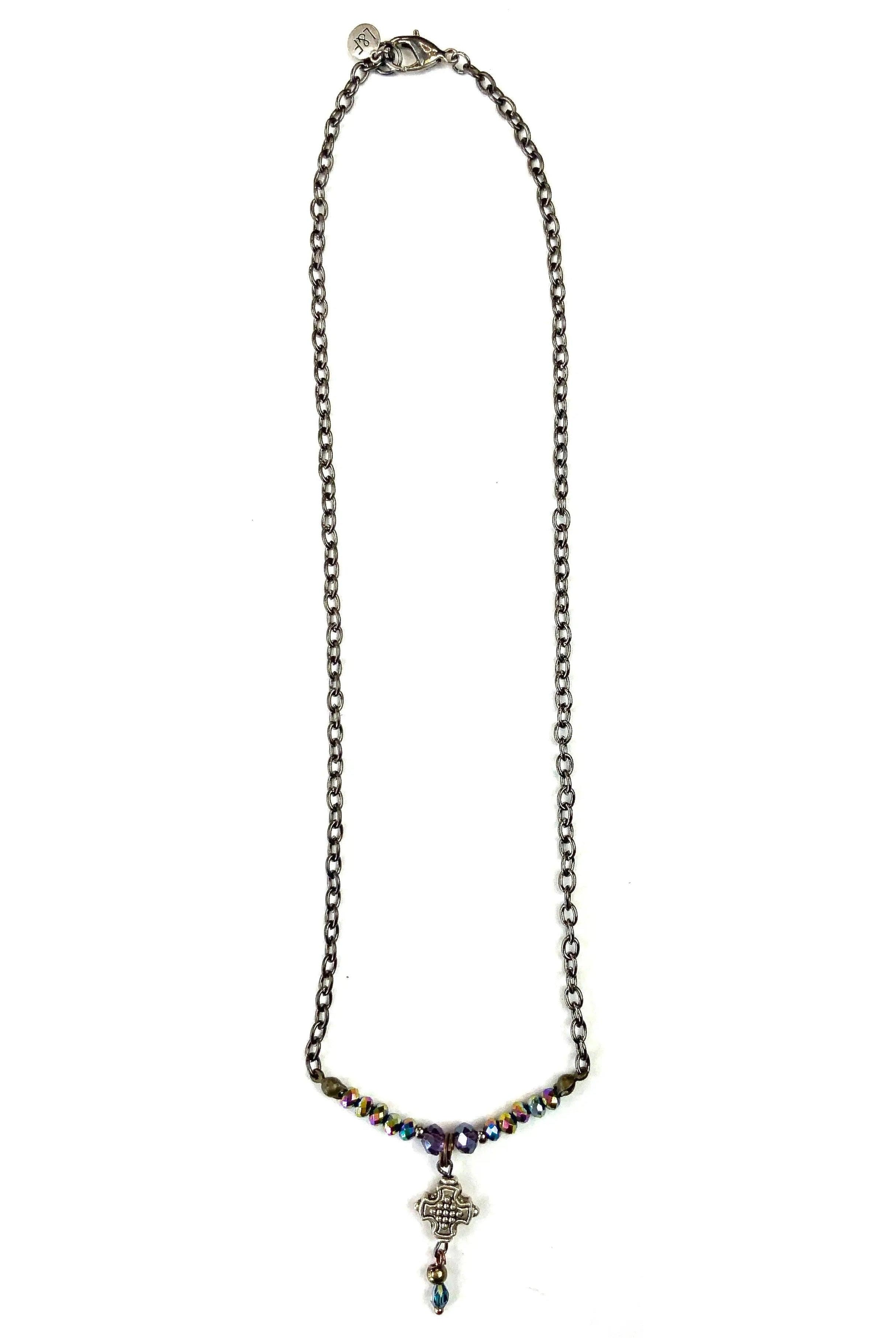 Lost And Found Aurora Collection Short Simple Chain With Beaded Arch And Cross-Necklaces-Lost And Found-Deja Nu Boutique, Women's Fashion Boutique in Lampasas, Texas