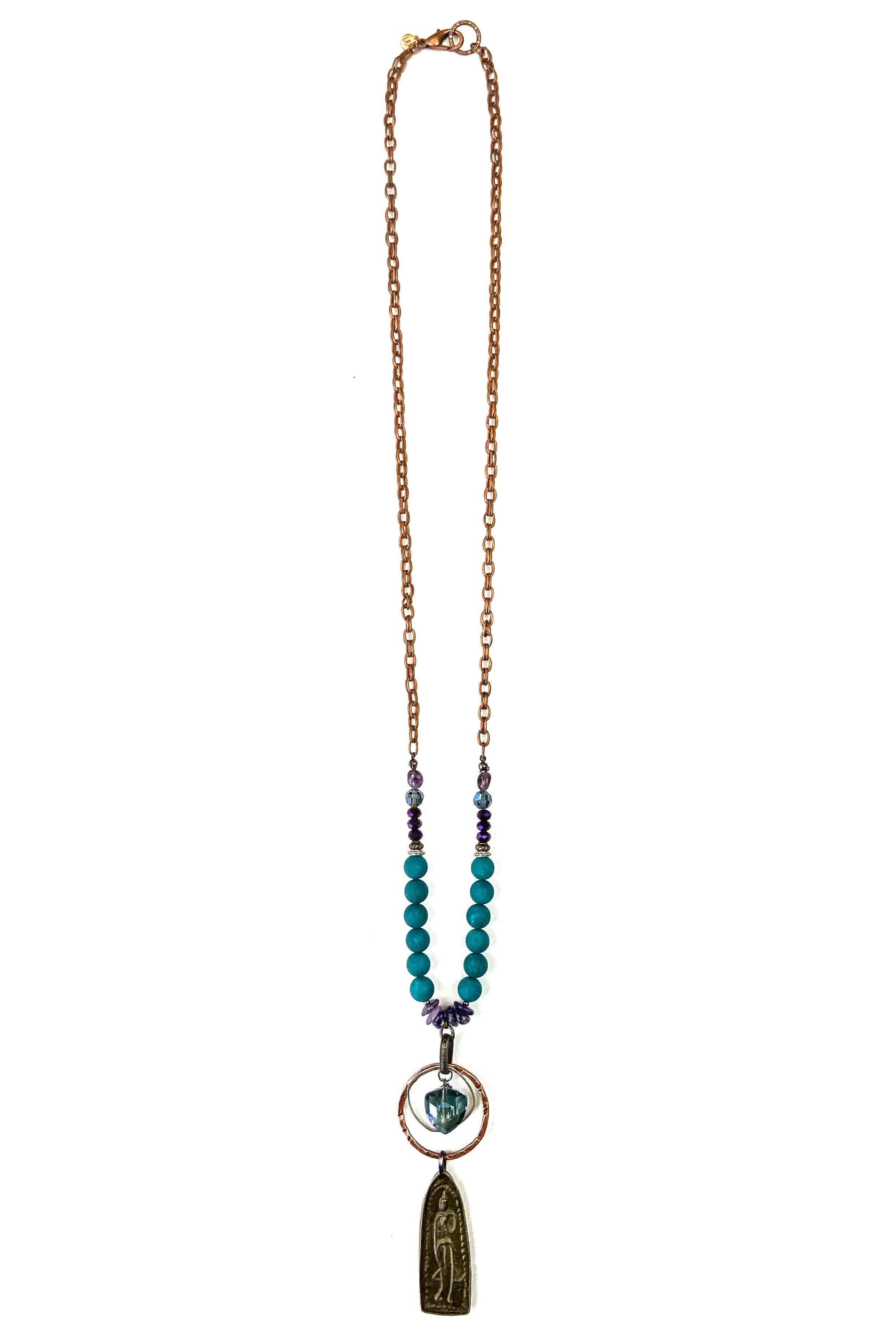 Lost And Found Beaded Chain Necklace With Mala Pendant-Necklaces-Lost And Found-Deja Nu Boutique, Women's Fashion Boutique in Lampasas, Texas