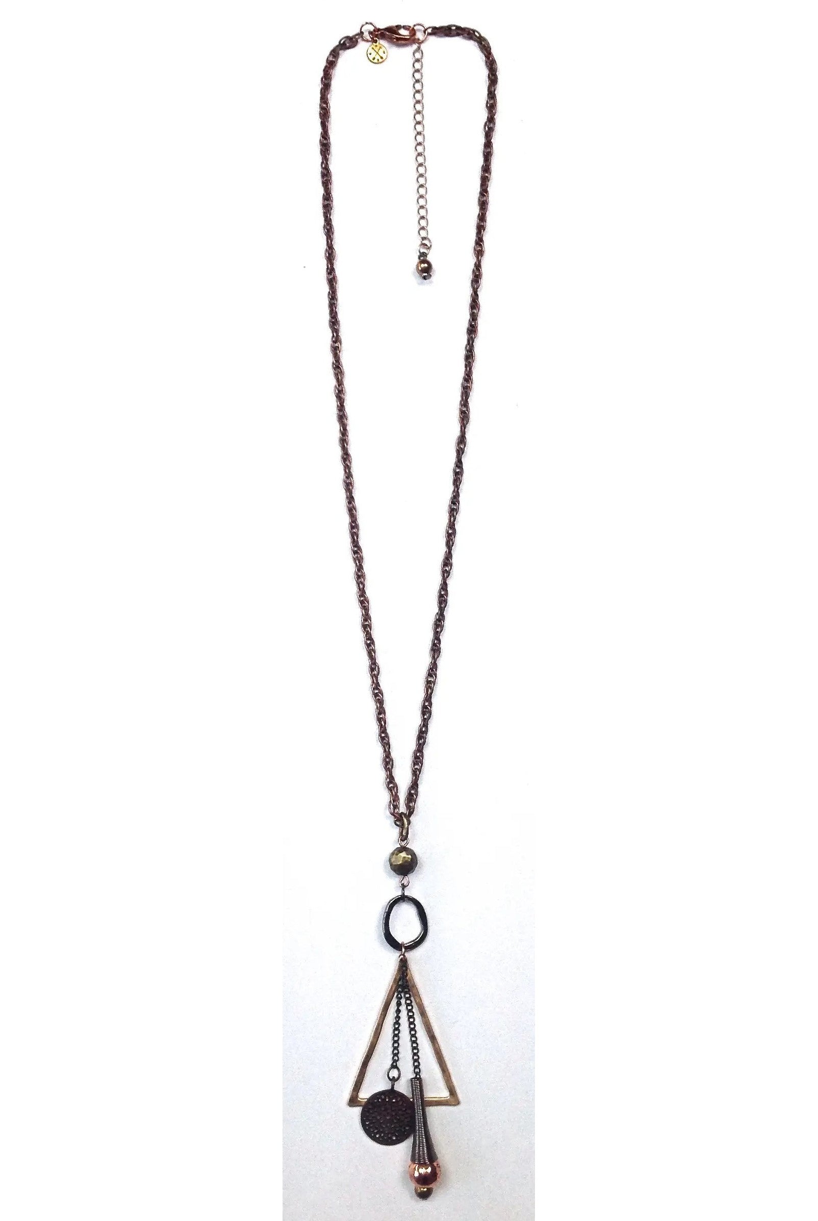 Lost And Found Chain With Triangle And Dangle Collage Necklace-Necklaces-Lost And Found-Deja Nu Boutique, Women's Fashion Boutique in Lampasas, Texas