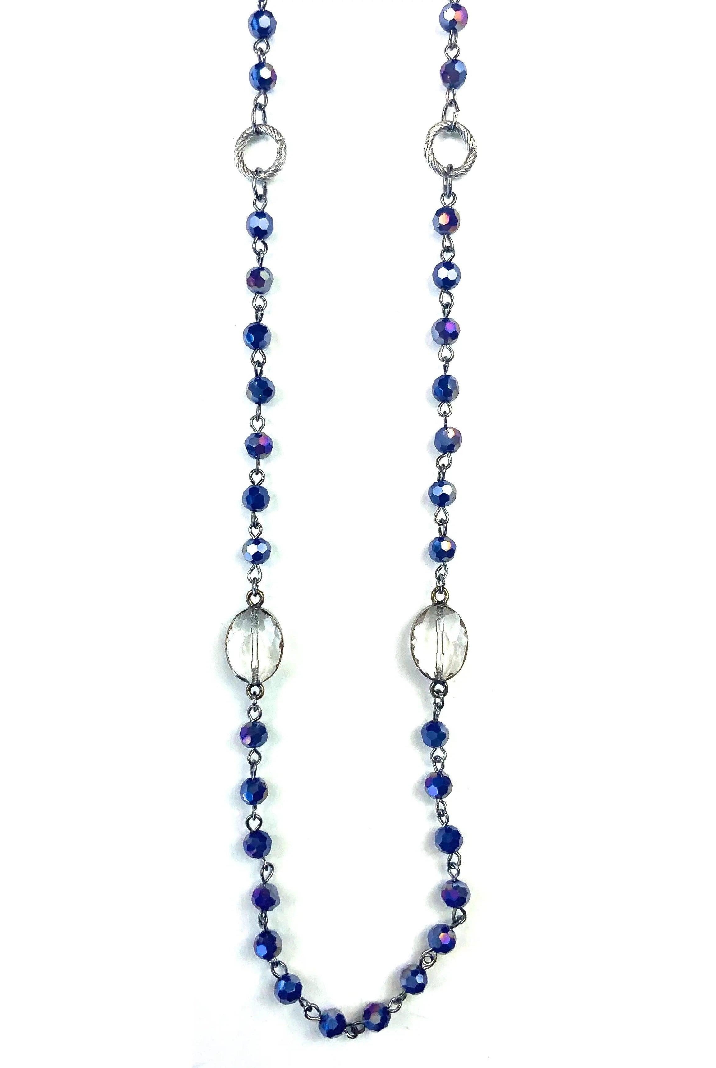 Lost And Found Long Thin Rosaries Necklace In Navy-Necklaces-Lost And Found-Deja Nu Boutique, Women's Fashion Boutique in Lampasas, Texas