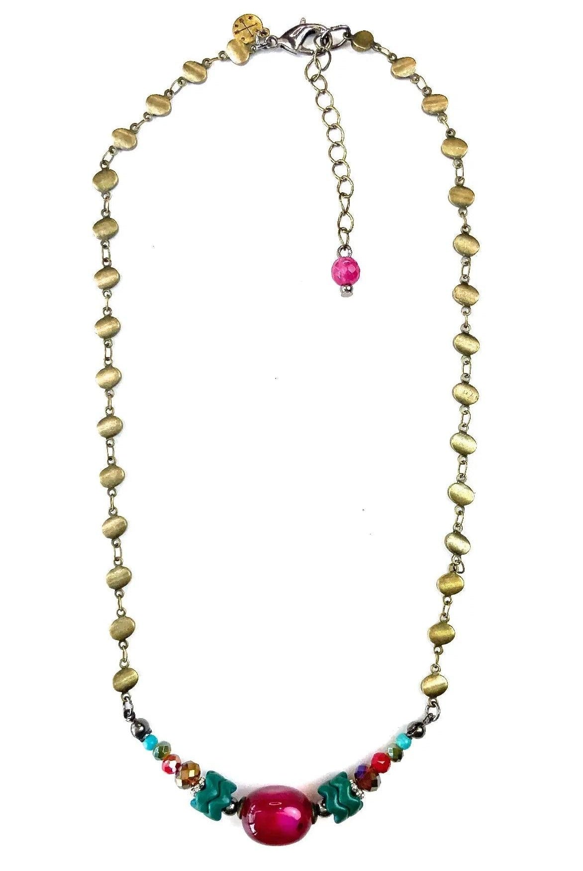 Lost And Found Love Shack Short Flat Disc Chain Necklace With Beaded Center-Earrings-Lost And Found-Deja Nu Boutique, Women's Fashion Boutique in Lampasas, Texas