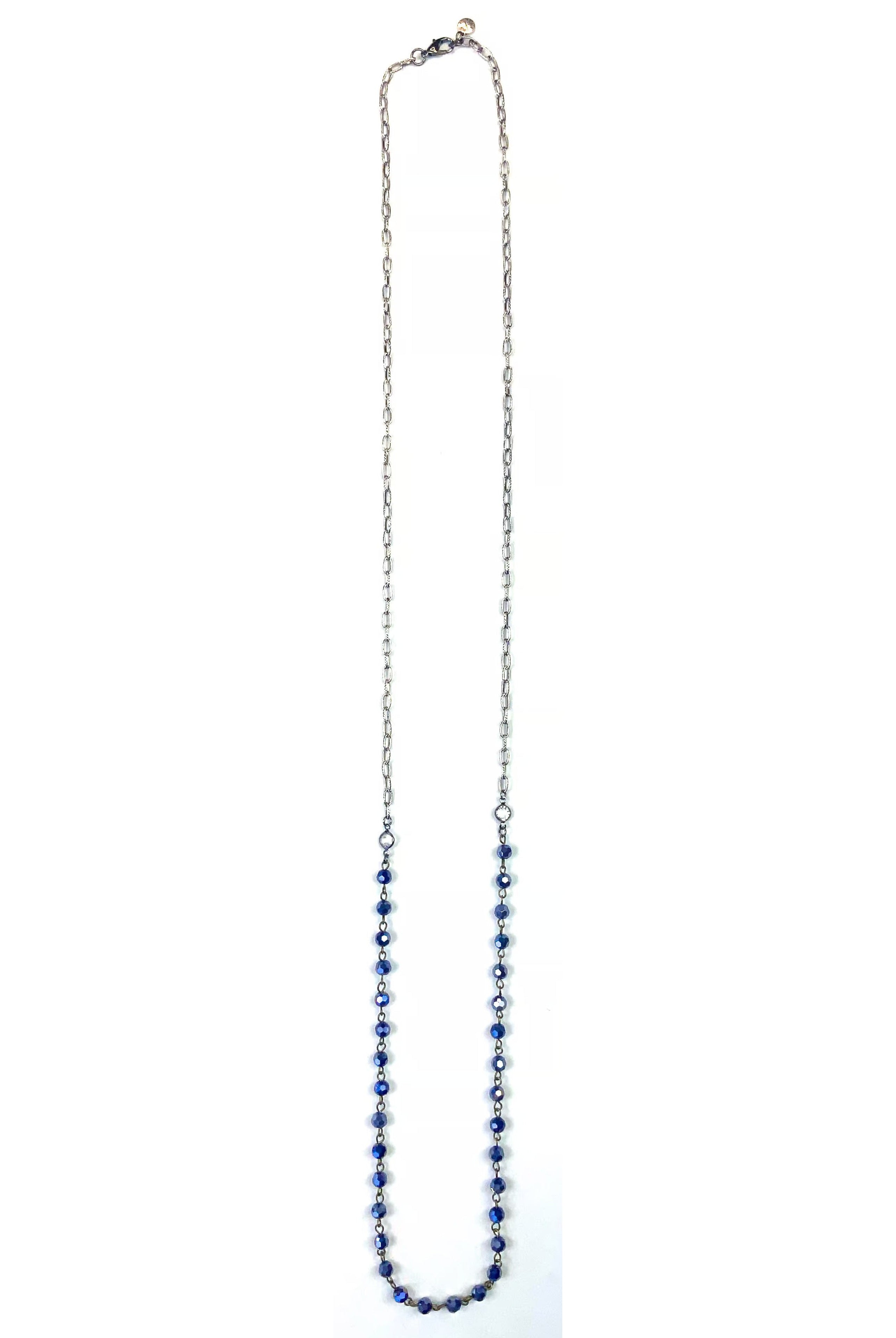 Lost And Found Medium Rosaries Chain And Navy Bead Necklace-Necklaces-Lost And Found-Deja Nu Boutique, Women's Fashion Boutique in Lampasas, Texas
