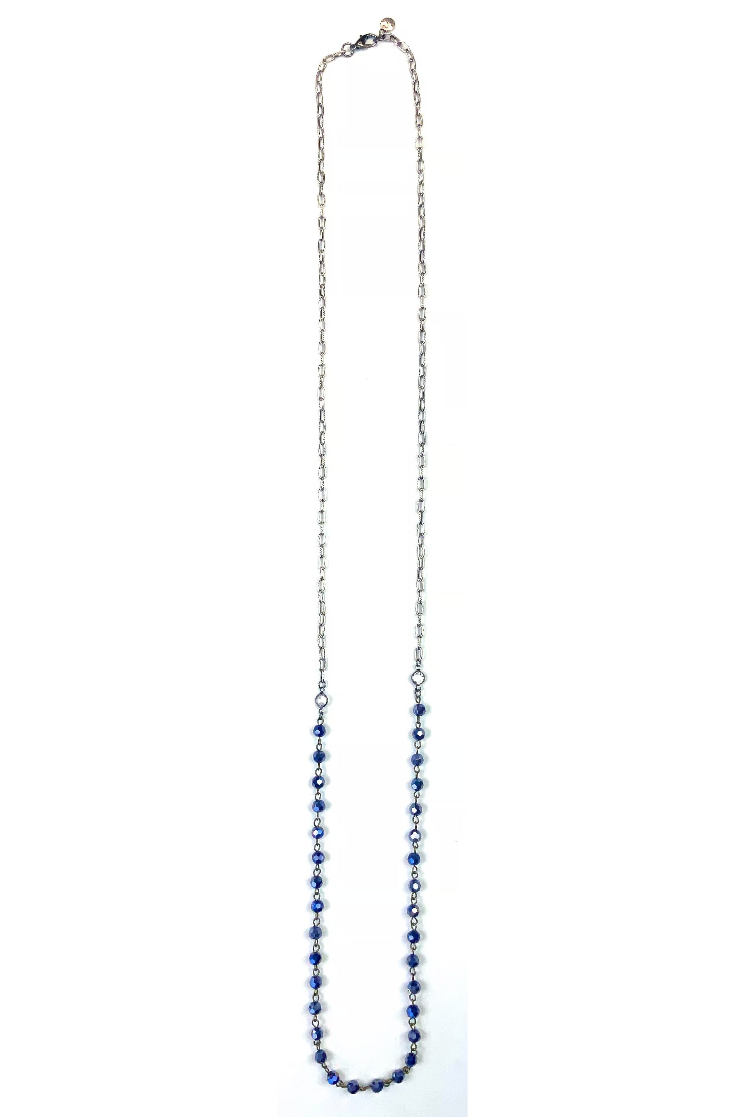 Lost And Found Medium Rosaries Chain And Navy Bead Necklace-Necklaces-Lost And Found-Deja Nu Boutique, Women's Fashion Boutique in Lampasas, Texas