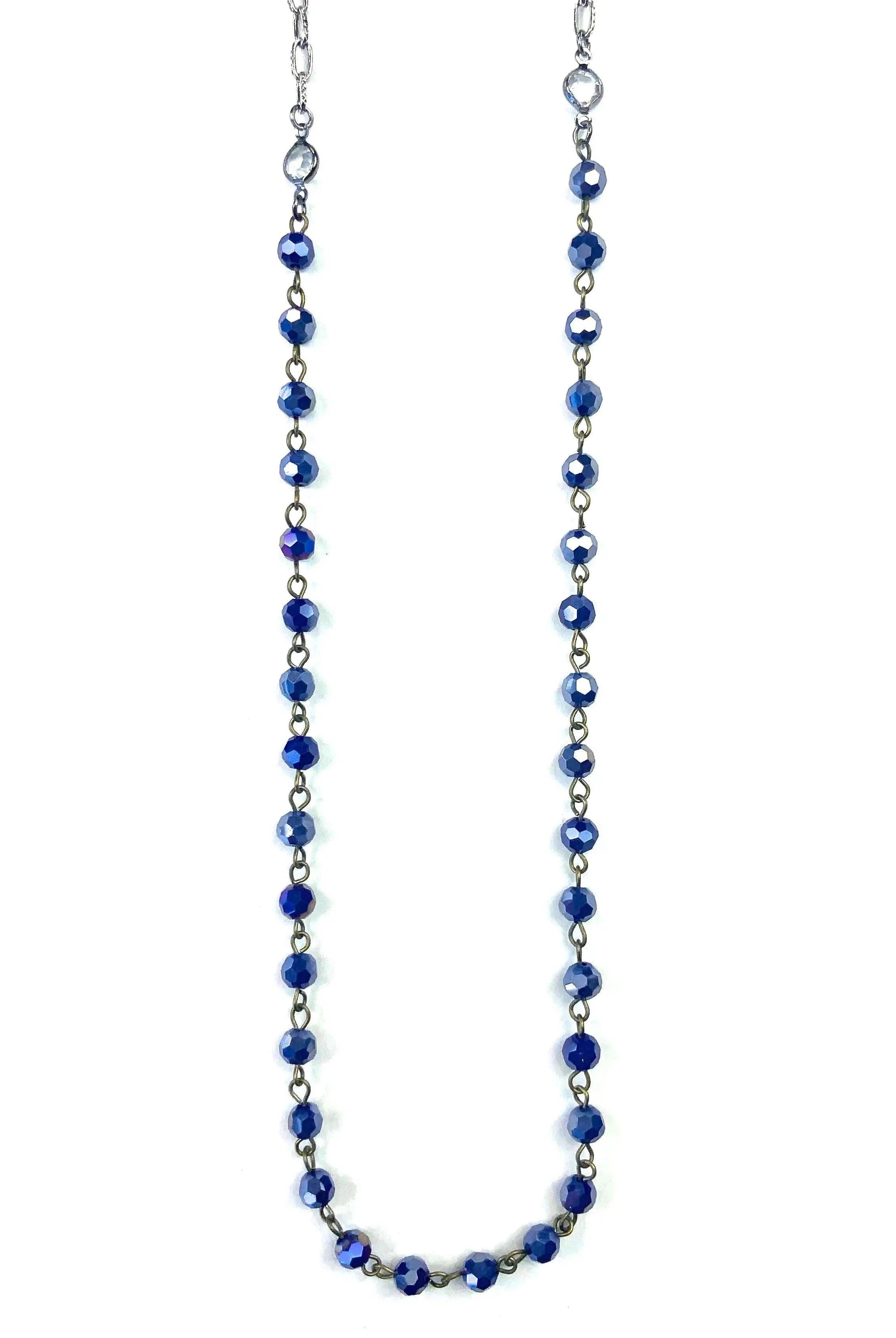 Lost And Found Medium Rosaries Chain And Navy Bead Necklace-Necklaces-Lost And Found-Deja Nu Boutique, Women's Fashion Boutique in Lampasas, Texas