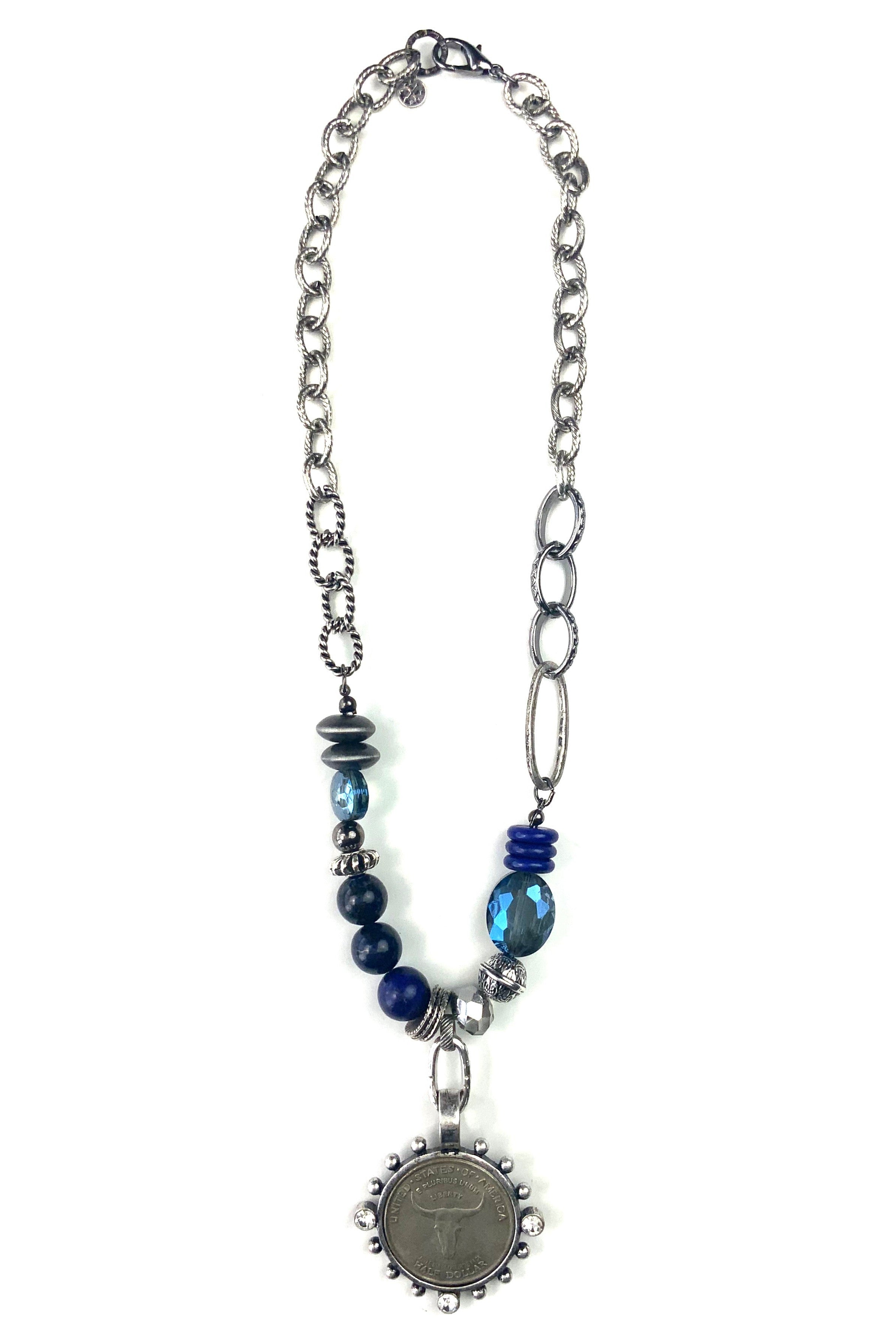 Lost And Found Mixed Chains And Chunky Beads With Coin Pendant Necklace-Necklaces-Lost And Found-Deja Nu Boutique, Women's Fashion Boutique in Lampasas, Texas