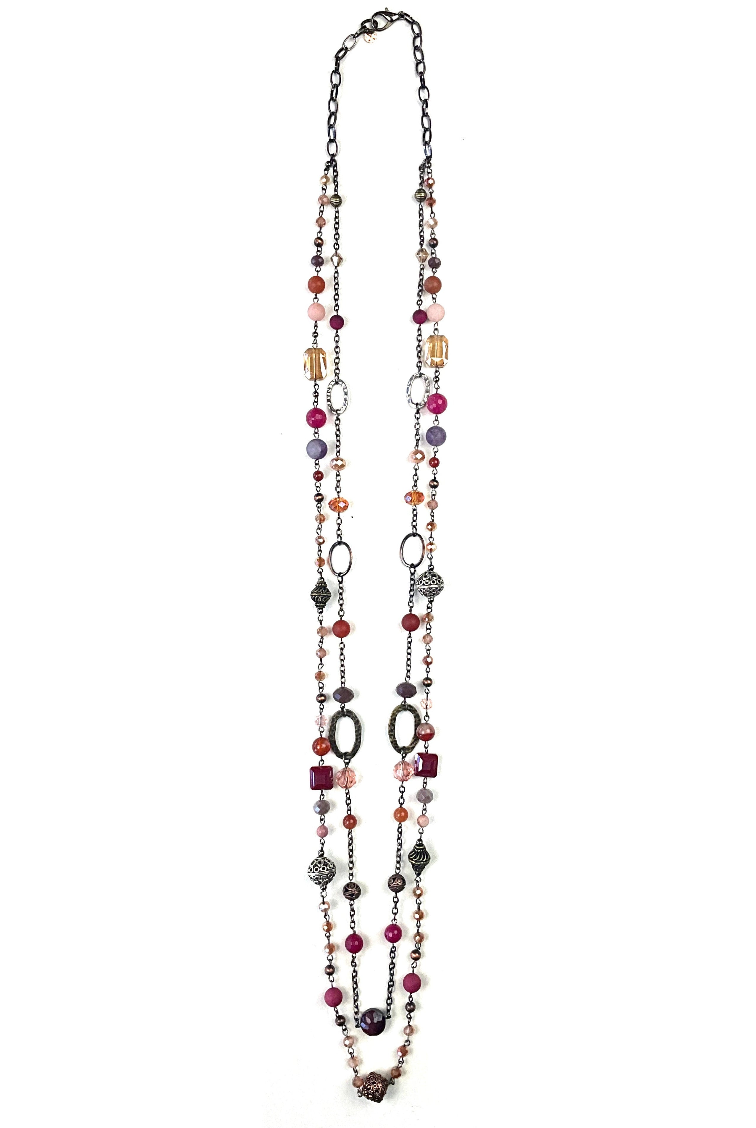 Lost And Found Multi Colored Double Strand Long Beaded Necklace-Necklaces-Lost And Found-Deja Nu Boutique, Women's Fashion Boutique in Lampasas, Texas