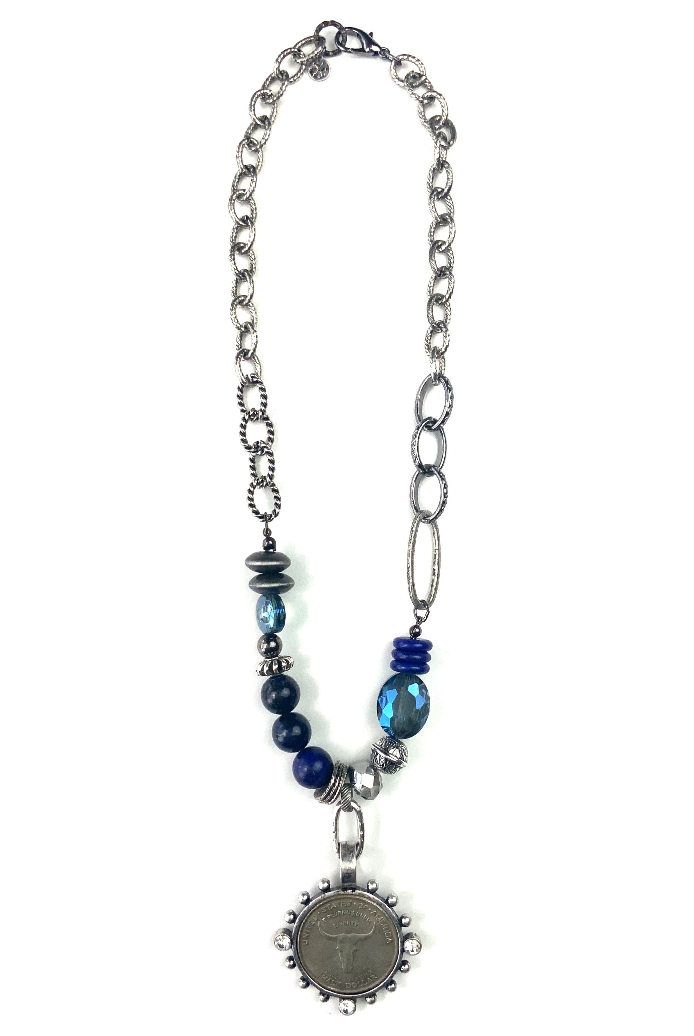 Lost And Found Mixed Chains And Chunky Beads With Coin Pendant Necklace-Necklaces-Lost And Found-Deja Nu Boutique, Women's Fashion Boutique in Lampasas, Texas