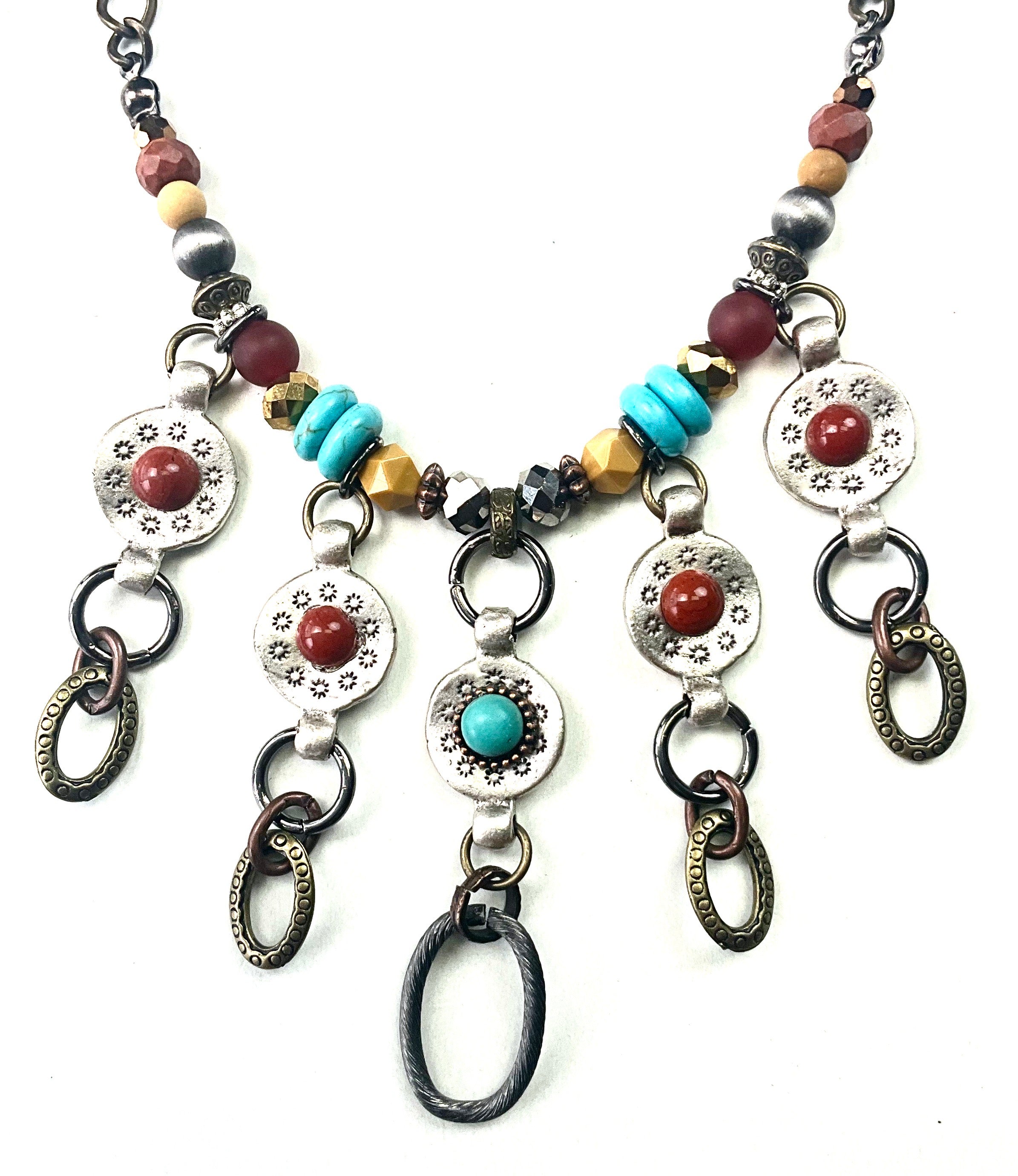 Lost & Found Trading Sedona Country Multi Solar Burst Drop Beaded Necklace-Necklace-Lost And Found-Deja Nu Boutique, Women's Fashion Boutique in Lampasas, Texas