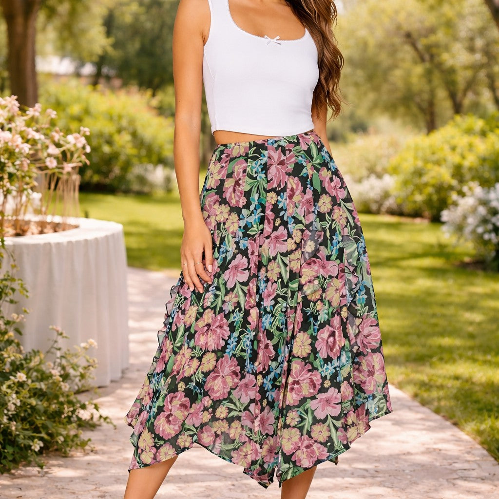 Lost + Wander Camilla Bloom Maxi Skirt In Black Multi Floral-Skirts-Lost + Wander-Deja Nu Boutique, Women's Fashion Boutique in Lampasas, Texas