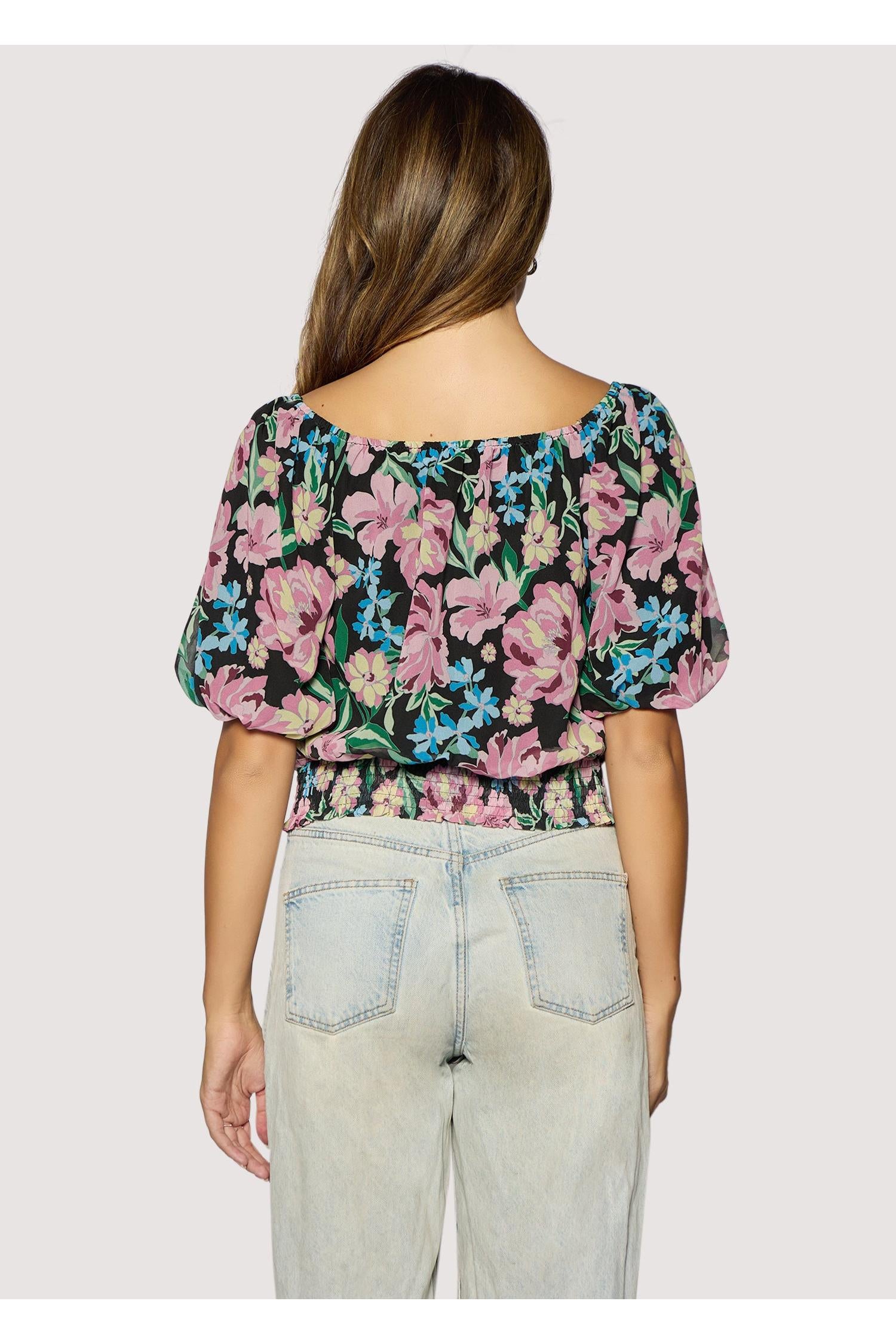Lost + Wander Camilla Bloom Top In Black Multi Floral-Tops-Lost + Wander-Deja Nu Boutique, Women's Fashion Boutique in Lampasas, Texas