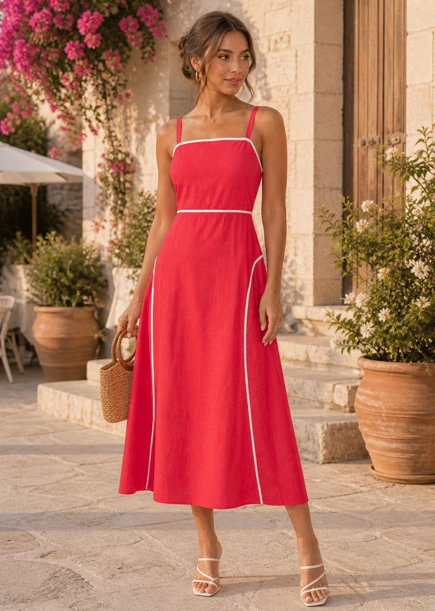 red linen midi dress Lost AND Wander Women's Saffron Muse Maxi Sundress - ladies shirt dress 14 Graduation Dresses for 47.5 The model is Color:Jack Straw