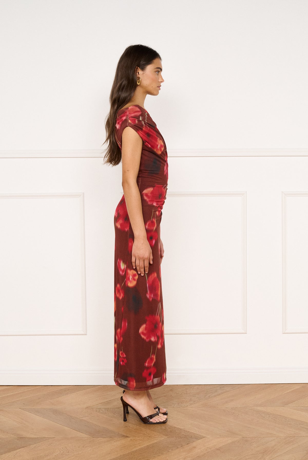 MINKPINK Frida Red Poppy Print Off Shoulder Mesh Maxi Dress-Maxi Dresses-MINKPINK-Deja Nu Boutique, Women's Fashion Boutique in Lampasas, Texas