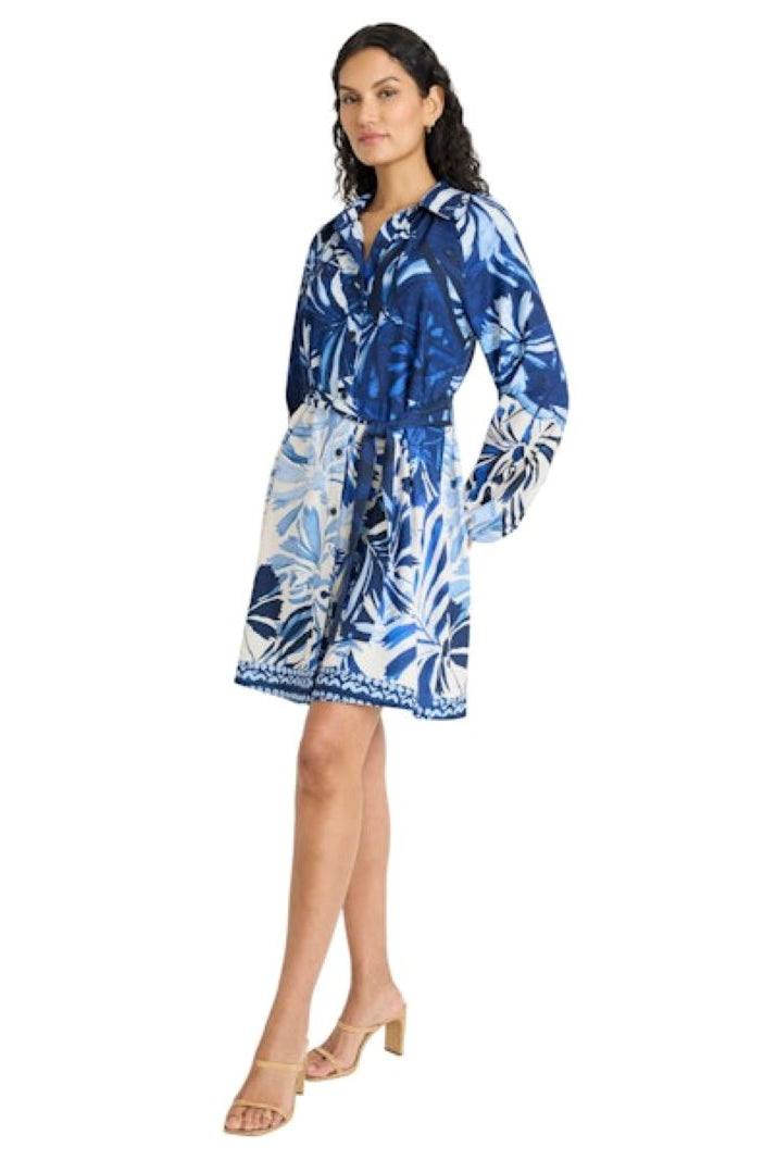 Maggy London Balloon Sleeve Mini Dress in Cream Blue-mini dress-Maggy London-Deja Nu Boutique, Women's Fashion Boutique in Lampasas, Texas