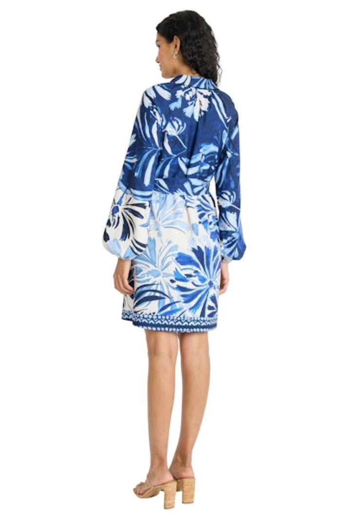 Maggy London Balloon Sleeve Mini Dress in Cream Blue-mini dress-Maggy London-Deja Nu Boutique, Women's Fashion Boutique in Lampasas, Texas