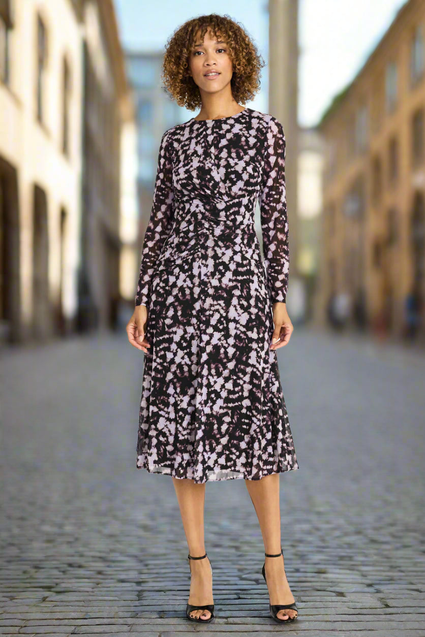 Maggy London Nariah Lilac Black Midi Dress-Midi Dresses-Maggy London-Deja Nu Boutique, Women's Fashion Boutique in Lampasas, Texas