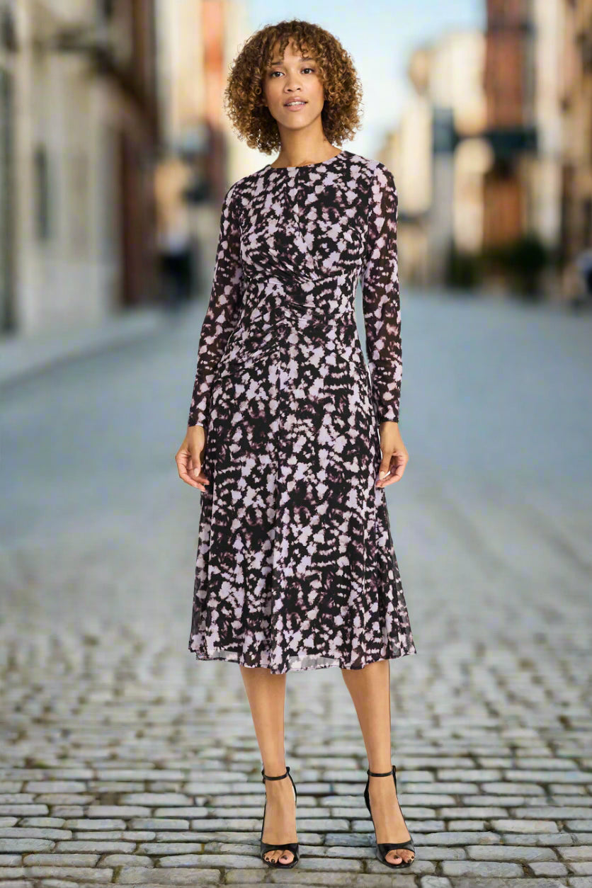 Maggy London Nariah Lilac Black Midi Dress-Midi Dresses-Maggy London-Deja Nu Boutique, Women's Fashion Boutique in Lampasas, Texas